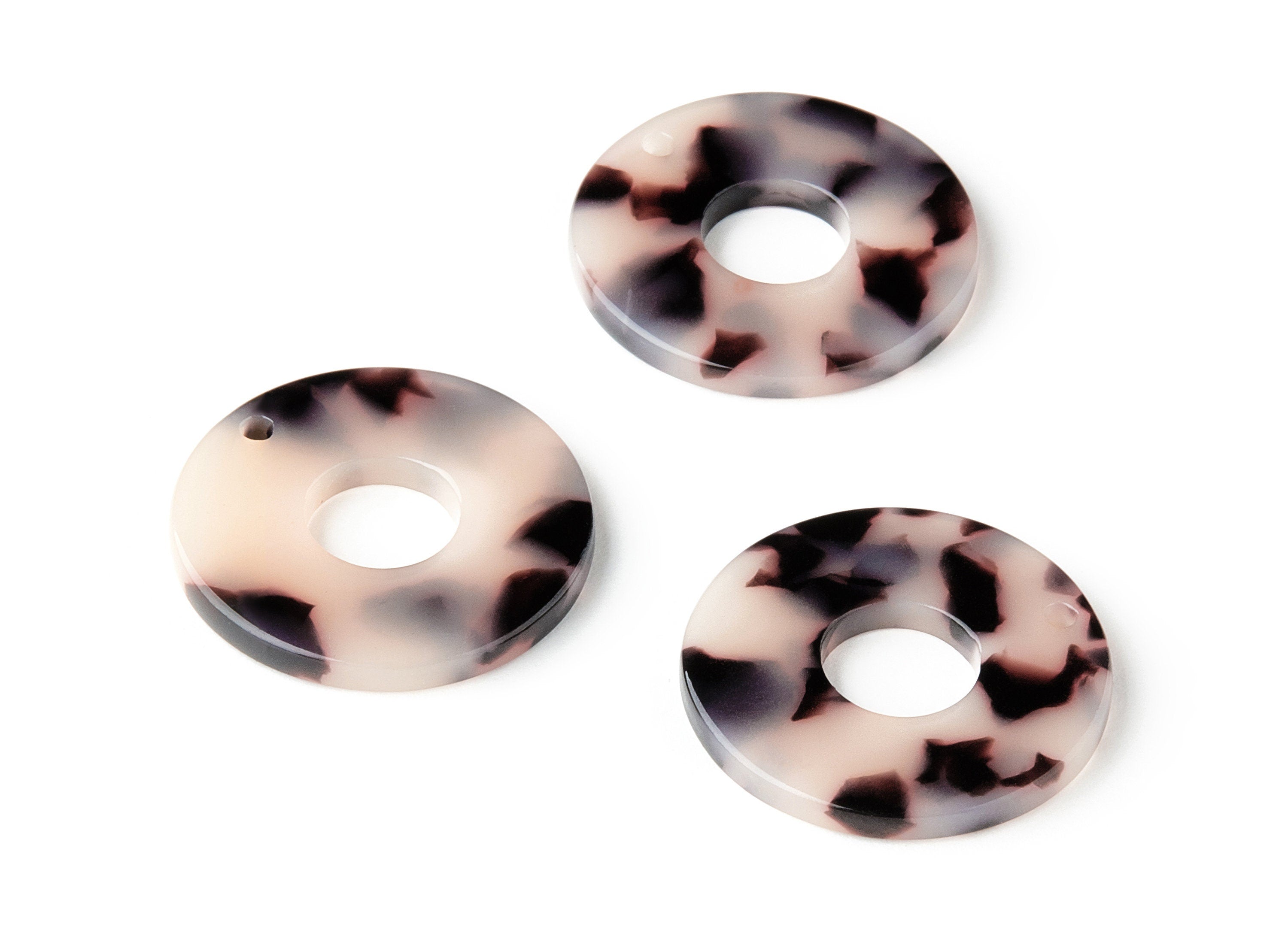Acetate Circle Charms - Blond Tortoise Shell Earrings - Round Earring and Pendant - Color Code: A07 - 24.87x24.87x 2.62mm - AC1603-A07 - DOMEDBAZAAR