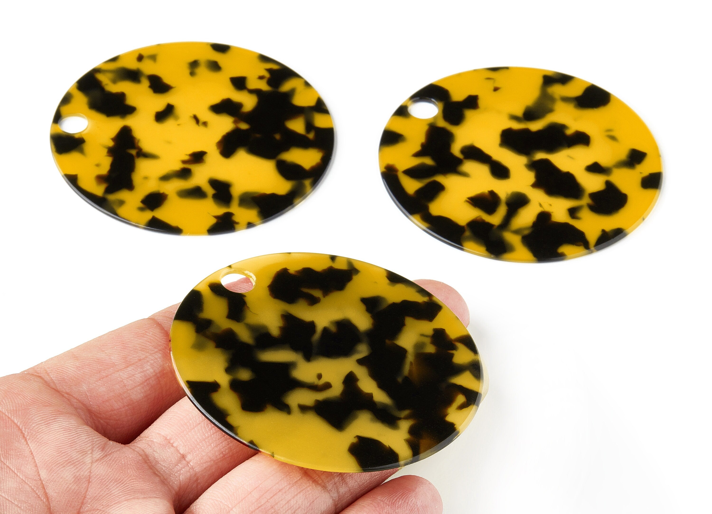 Acetate Round Charms - Tortoise Shell Earrings - Round Pendant - Jewelry Making Supplies - Color Code: A02 - 59.66x59.66x1.36mm - AC1620-A02 - DOMEDBAZAAR
