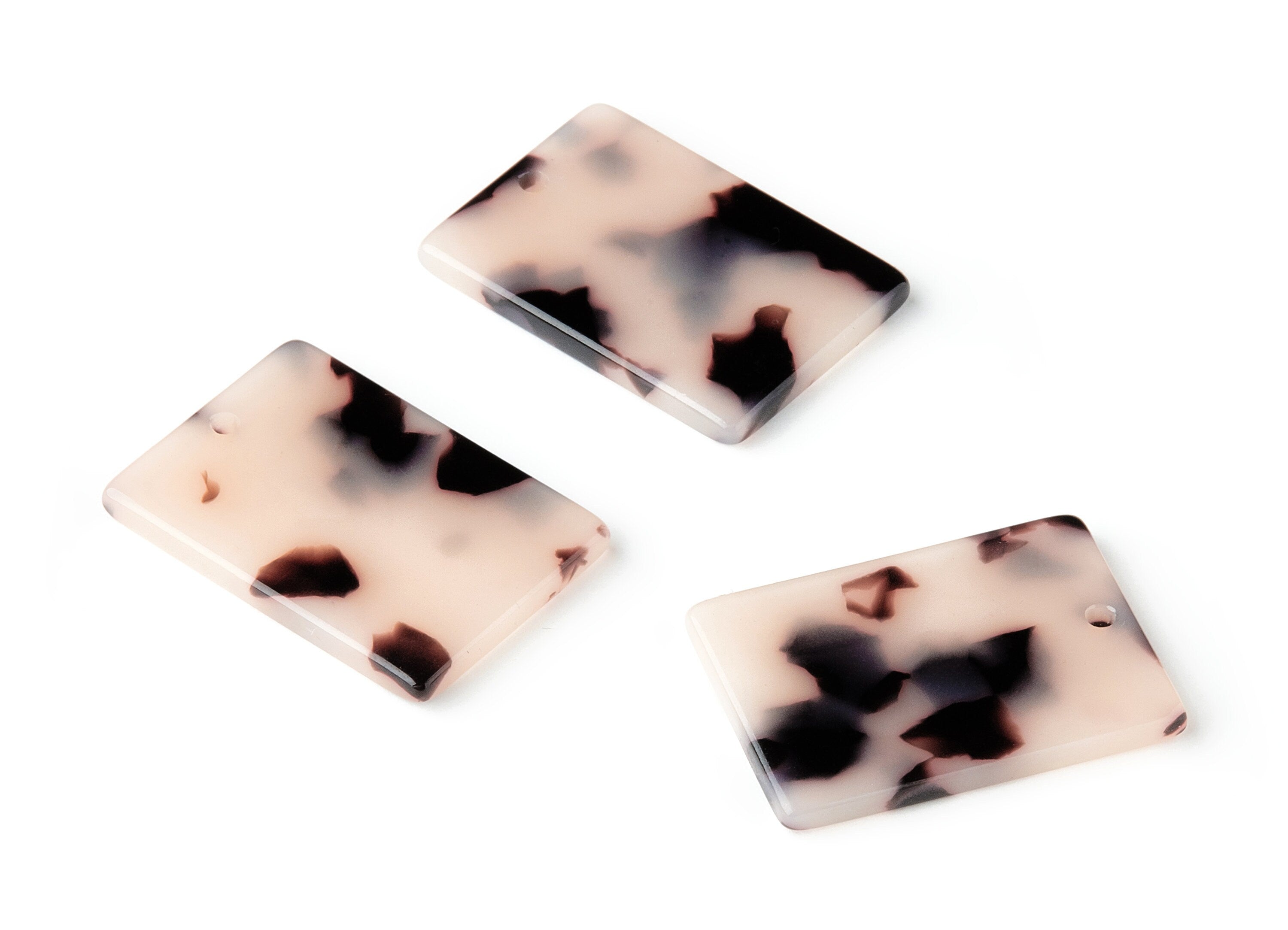 Acetate Acrylic Earring Charm - Blonde Tortoise Shell Earring - Rectangle Shaped Pendant - Color Code: A07 - 28.05x19.85x2.55mm - AC1597-A07 - DOMEDBAZAAR