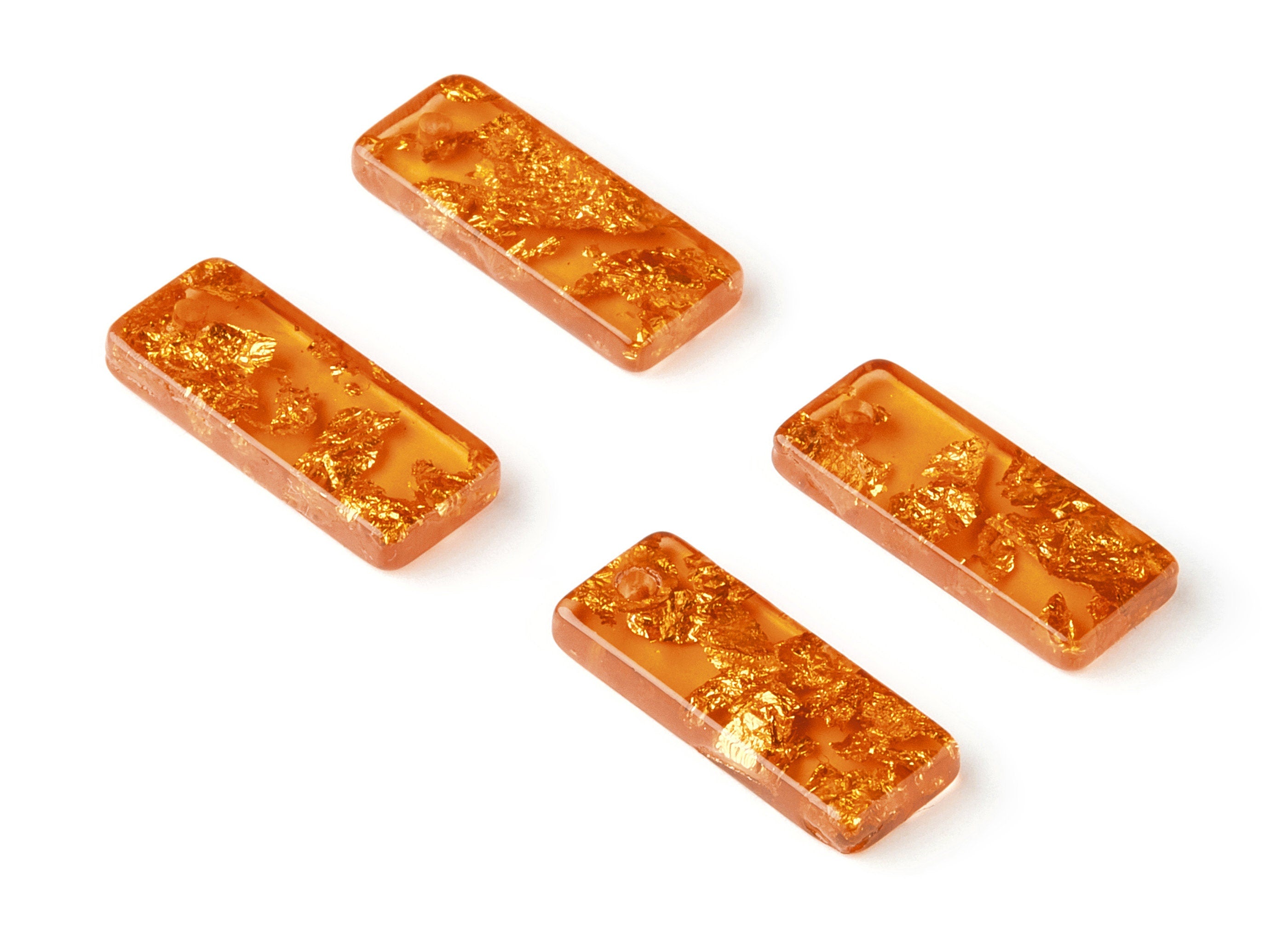 Acrylic Rectangle Charms - Gold Color Flake Earrings - Rectangle Earrings and Pendant - Color Code: A291 - 20.71x8.55x3.1mm - AC1605-A291 - DOMEDBAZAAR