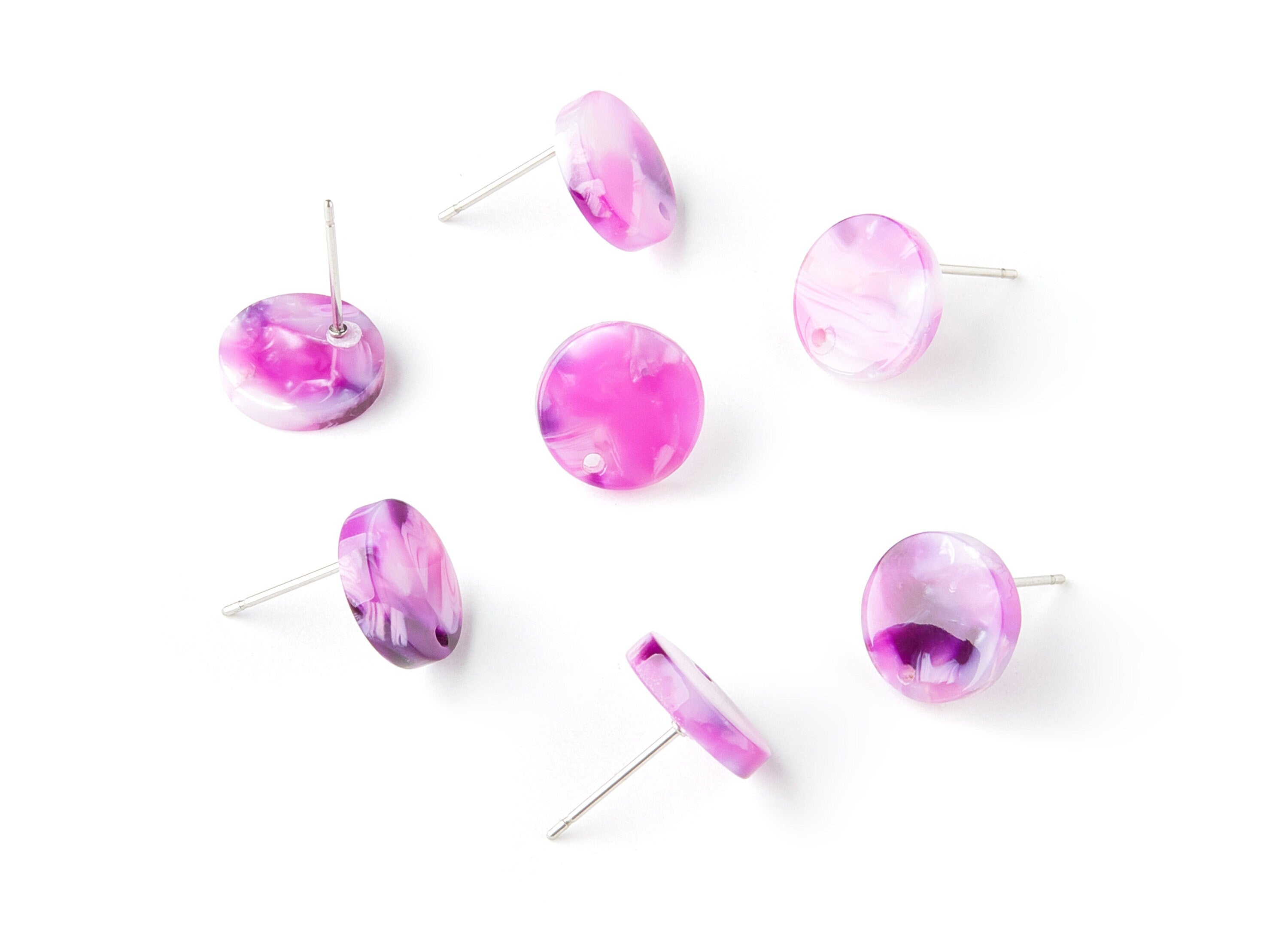 Acetate Round Earring Stud - Round Earring Post and Stud - Earring Findings - Color Code: A224 - 11.7x11.7x2.6mm - AC1139-A224 - DOMEDBAZAAR
