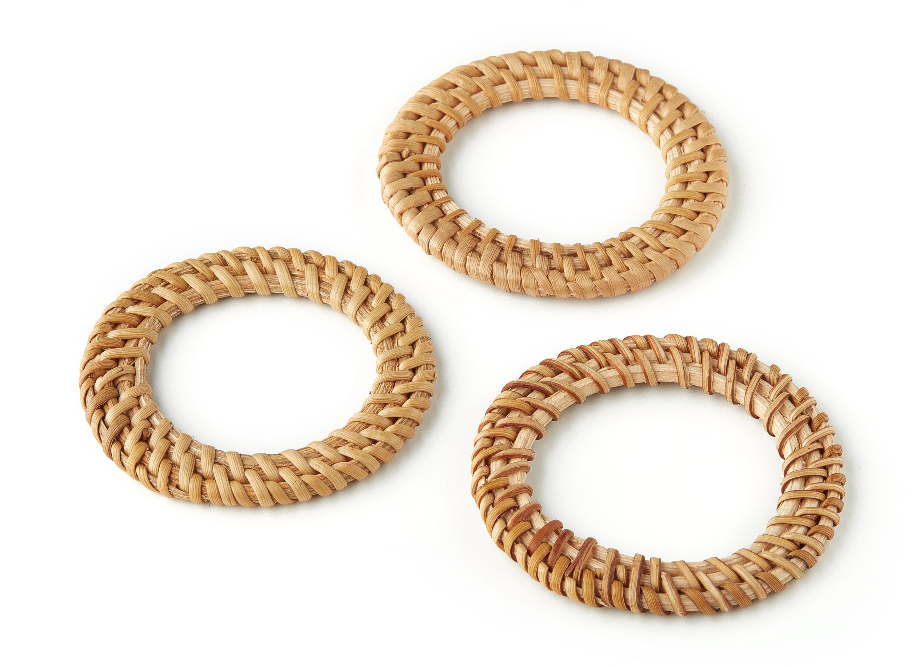 Handwoven Circle Rattan Charms - Circle Rattan Pendant - Wooden Straw Earrings - Jewelry Handmade - 60x60x5.77mm - RT1200 - DOMEDBAZAAR