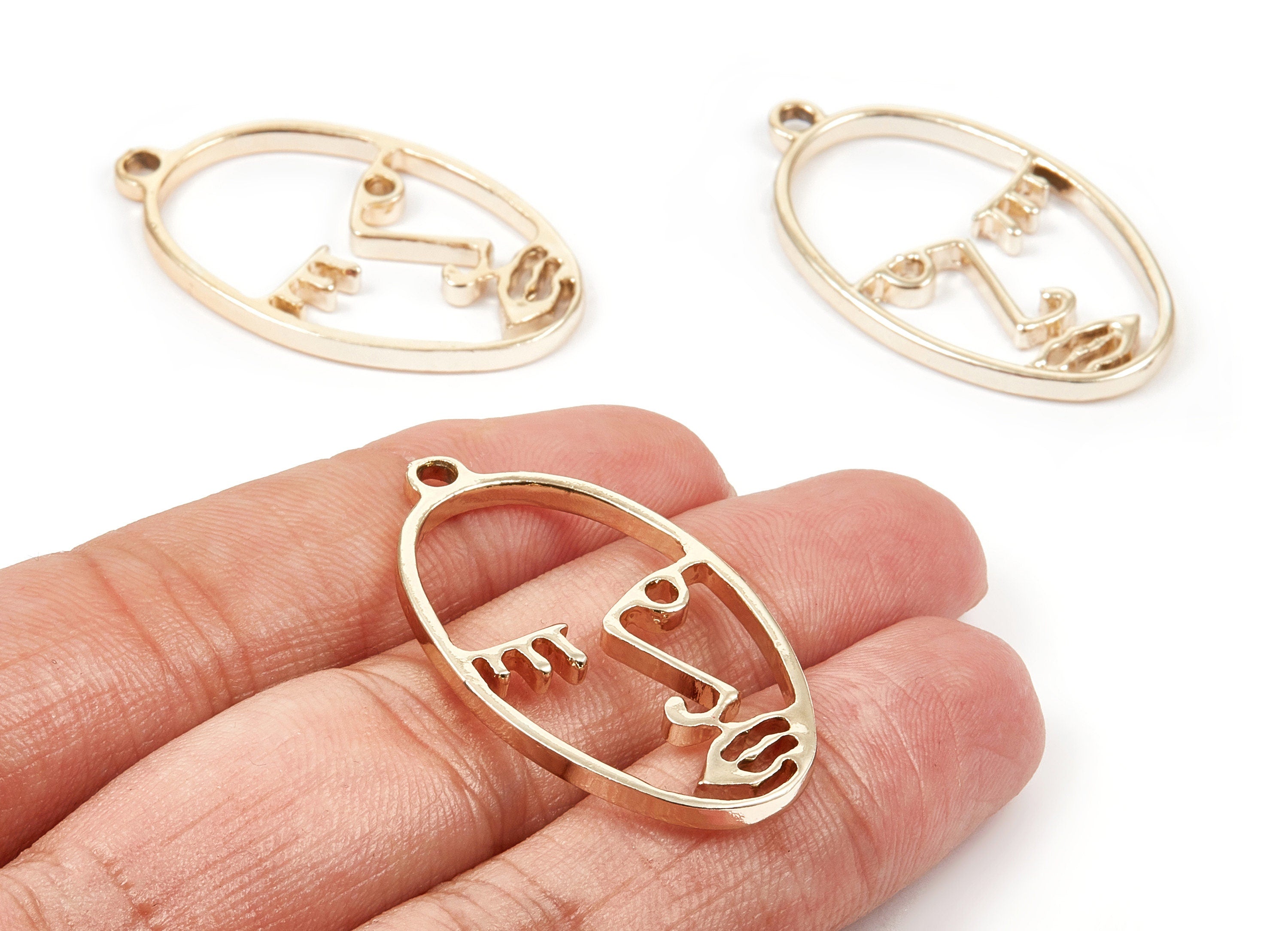 Zinc Alloy Face Charms - Face Earring and Pendant - Alloy Pendant for Necklace - Jewelry Supply - 39.43x22.75x2.41mm - ZZ1323 - DOMEDBAZAAR