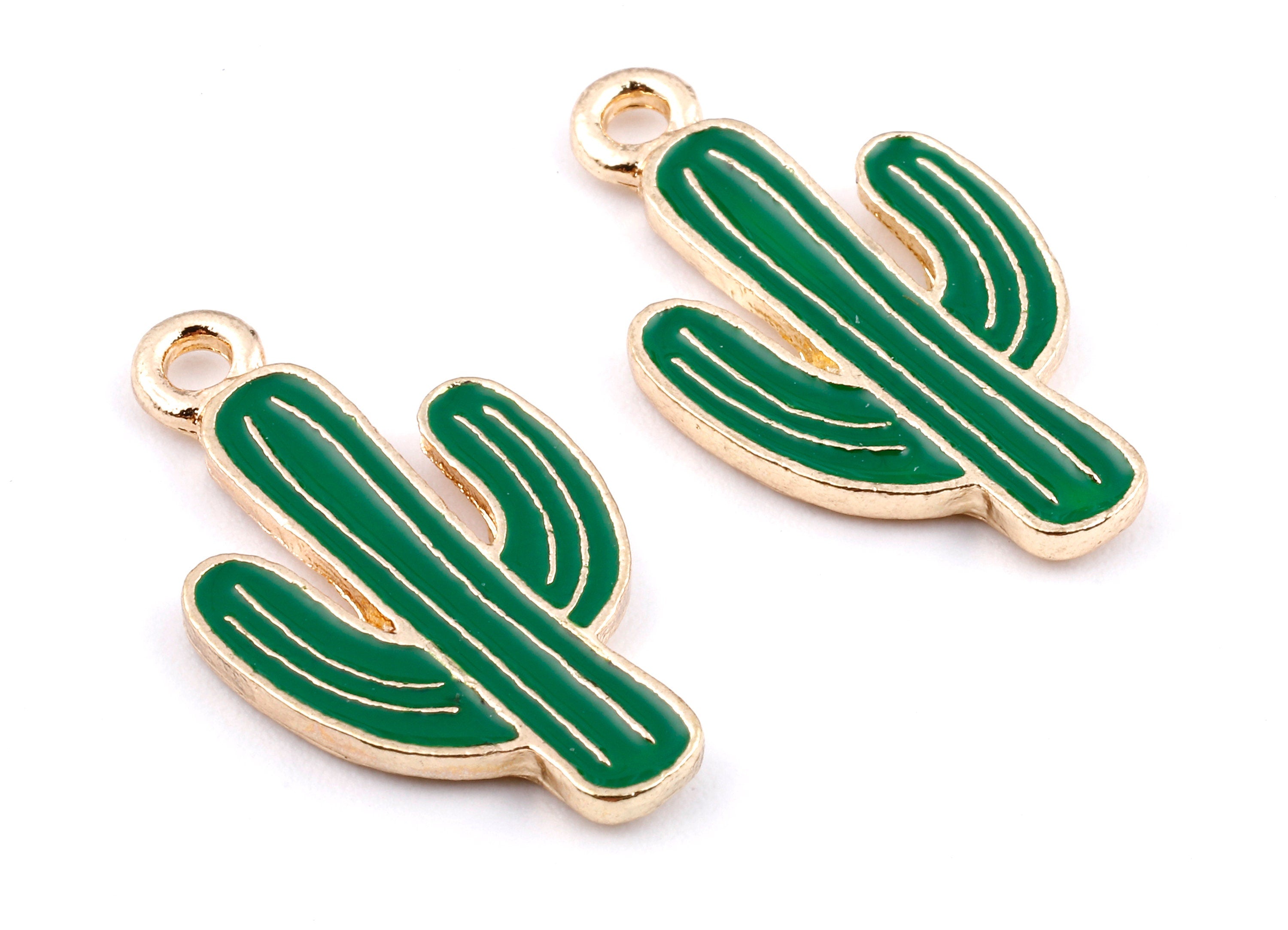 Alloy Cactus Charms - Zinc Alloy Cactus Earrings - Enamel Pendant - Necklace Pendant - Jewelry Supplies - 26.12x14.48x1.96mm - ZZ1392A - DOMEDBAZAAR