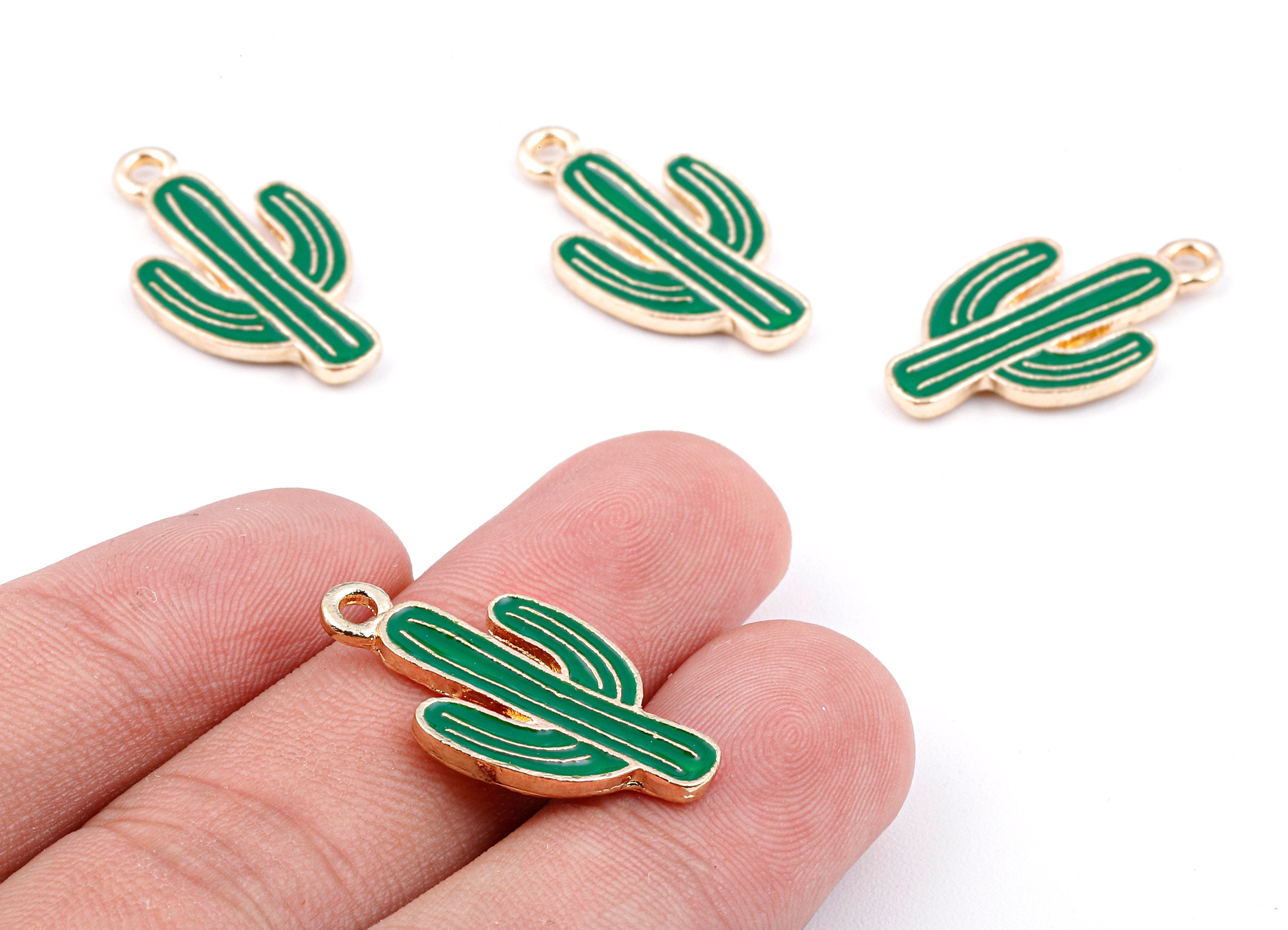 Alloy Cactus Charms - Zinc Alloy Cactus Earrings - Enamel Pendant - Necklace Pendant - Jewelry Supplies - 26.12x14.48x1.96mm - ZZ1392A - DOMEDBAZAAR