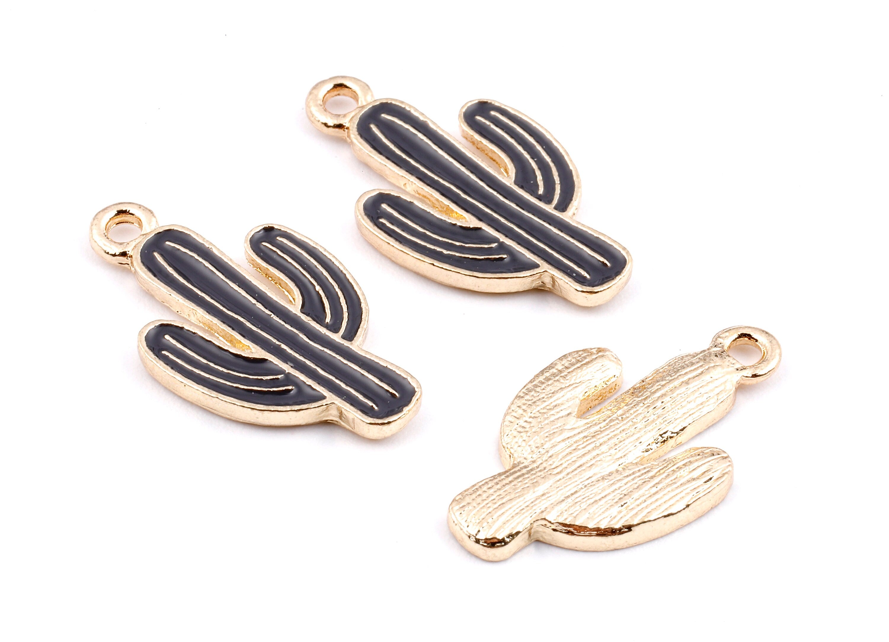 Alloy Cactus Charms - Zinc Alloy Cactus Earrings - Enamel Pendant - Necklace Pendant - Jewelry Supplies - 26.12x14.48x1.96mm - ZZ1392B - DOMEDBAZAAR