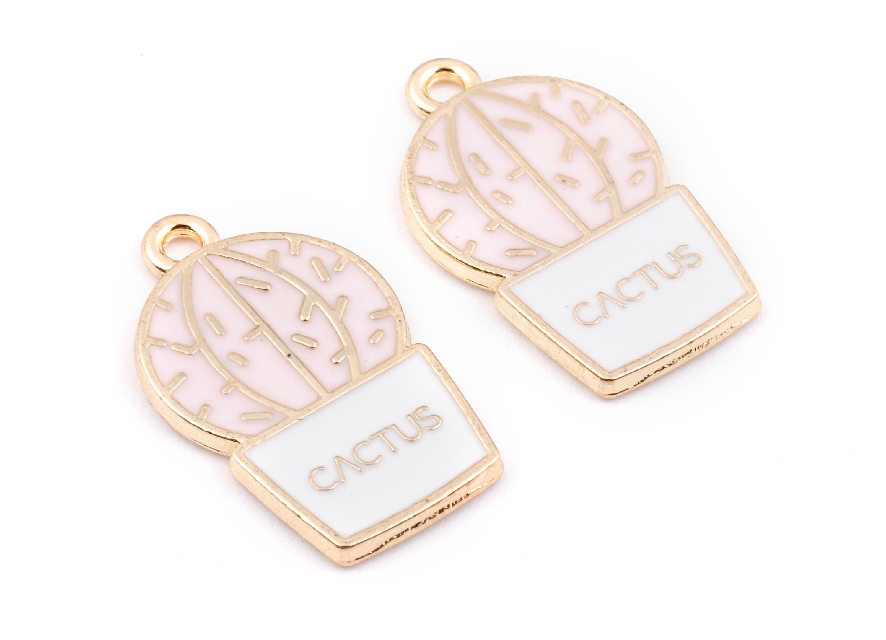 Alloy Cactus Charms - Zinc Alloy Cactus Earrings - Enamel Pendant - Necklace Pendant - Jewelry Supplies - 22.98x13.8x1.59mm - ZZ1412C - DOMEDBAZAAR