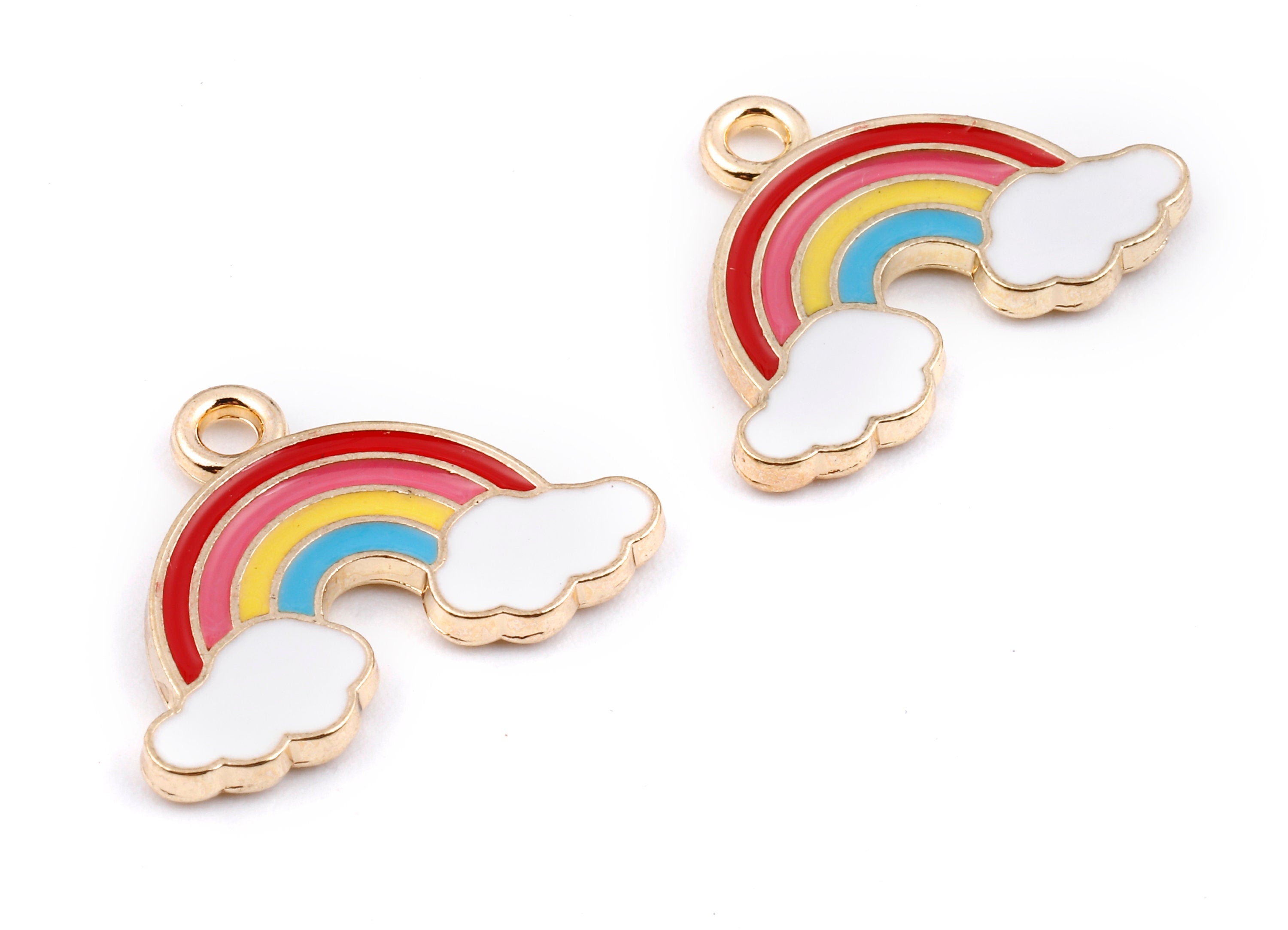 Alloy Rainbow Charms - Zinc Alloy Rainbow Earrings - Rainbow Enamel Pendant - Necklace Pendant - 22.81x16.8x1.93mm - ZZ1415 - DOMEDBAZAAR