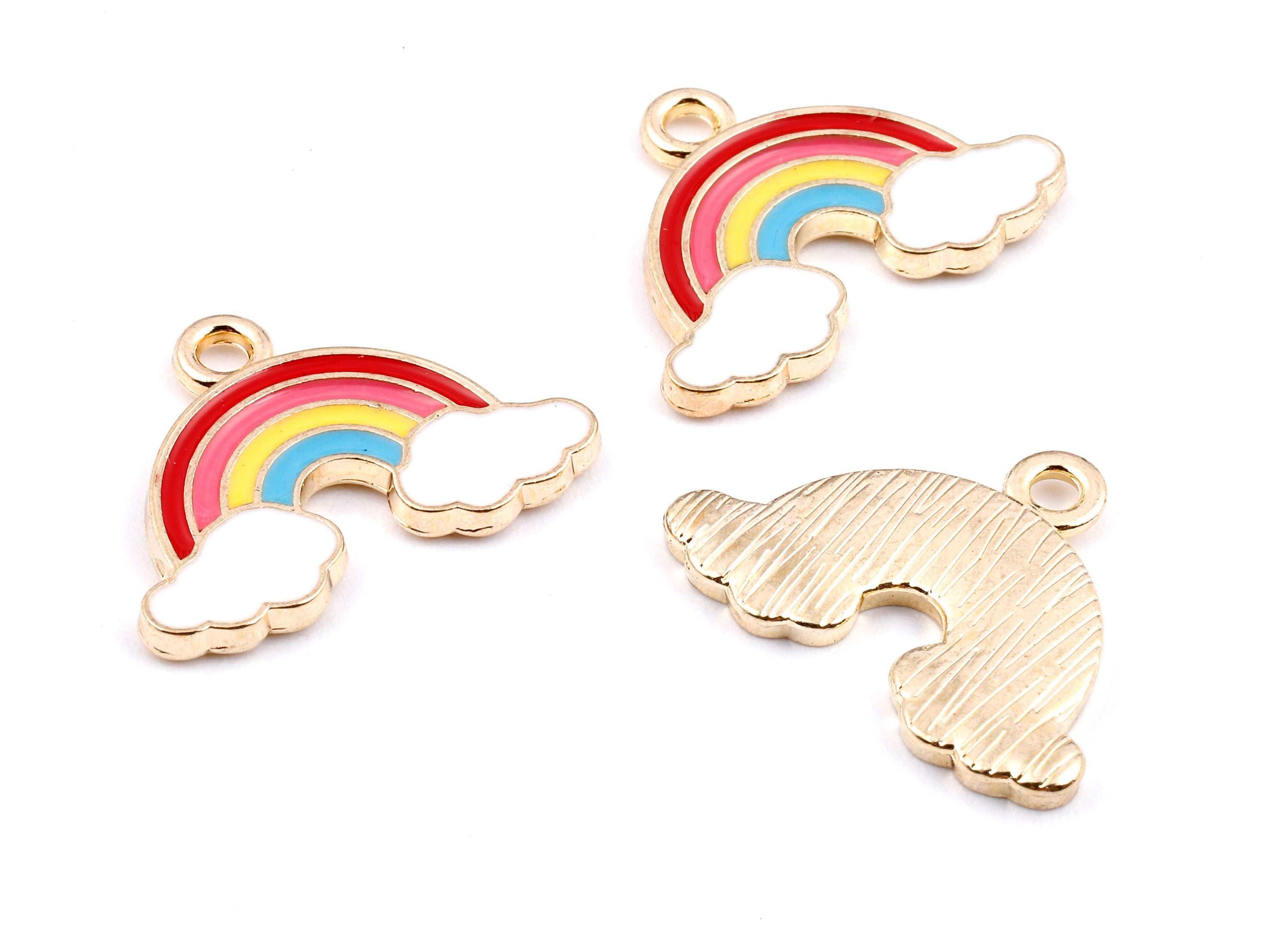 Alloy Rainbow Charms - Zinc Alloy Rainbow Earrings - Rainbow Enamel Pendant - Necklace Pendant - 22.81x16.8x1.93mm - ZZ1415 - DOMEDBAZAAR