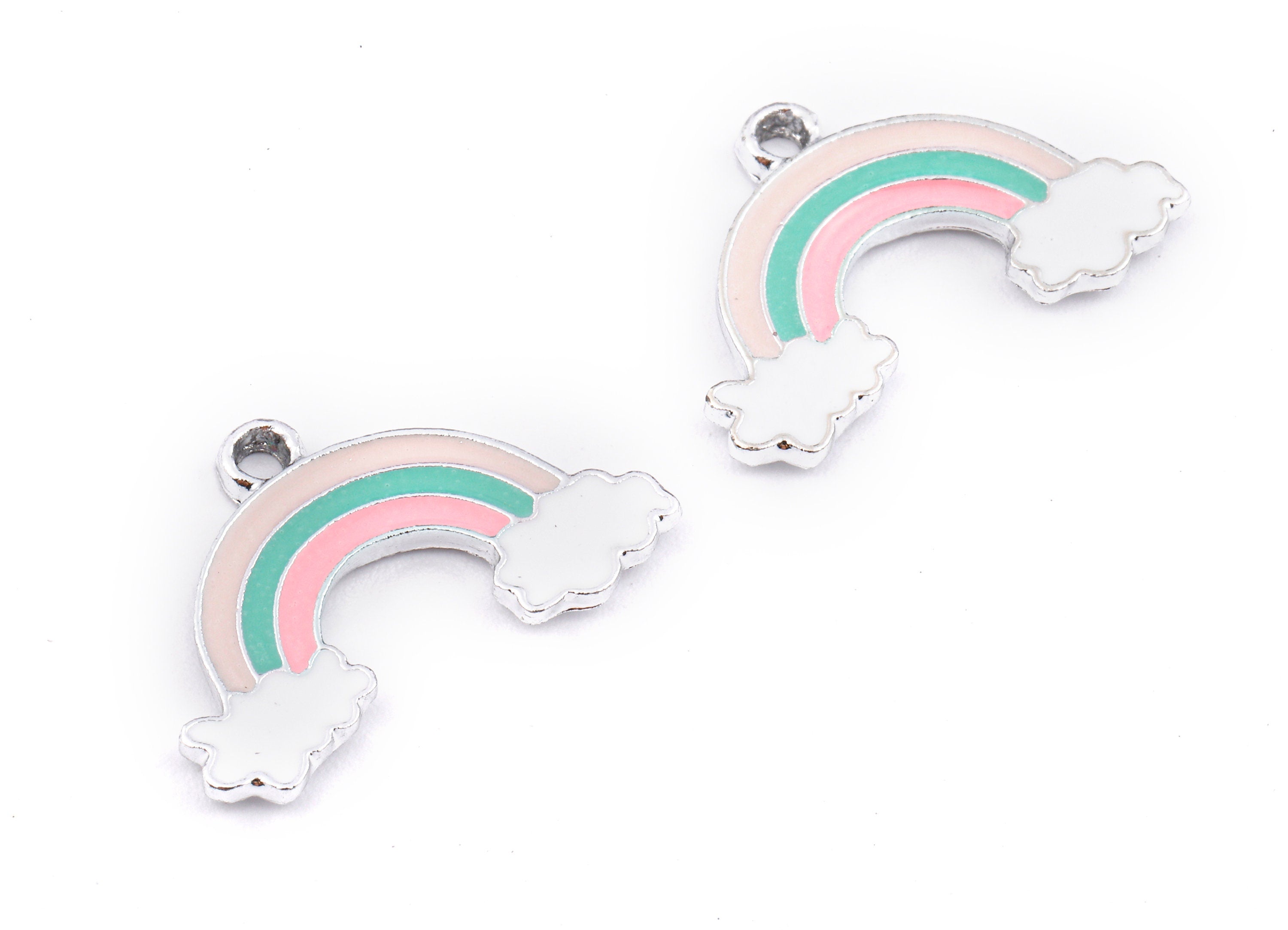 Alloy Rainbow Charms - Zinc Alloy Rainbow Earrings - Rainbow Enamel Pendant - Necklace Pendant - 24.48x16.47x1.67mm - ZZ1427 - DOMEDBAZAAR