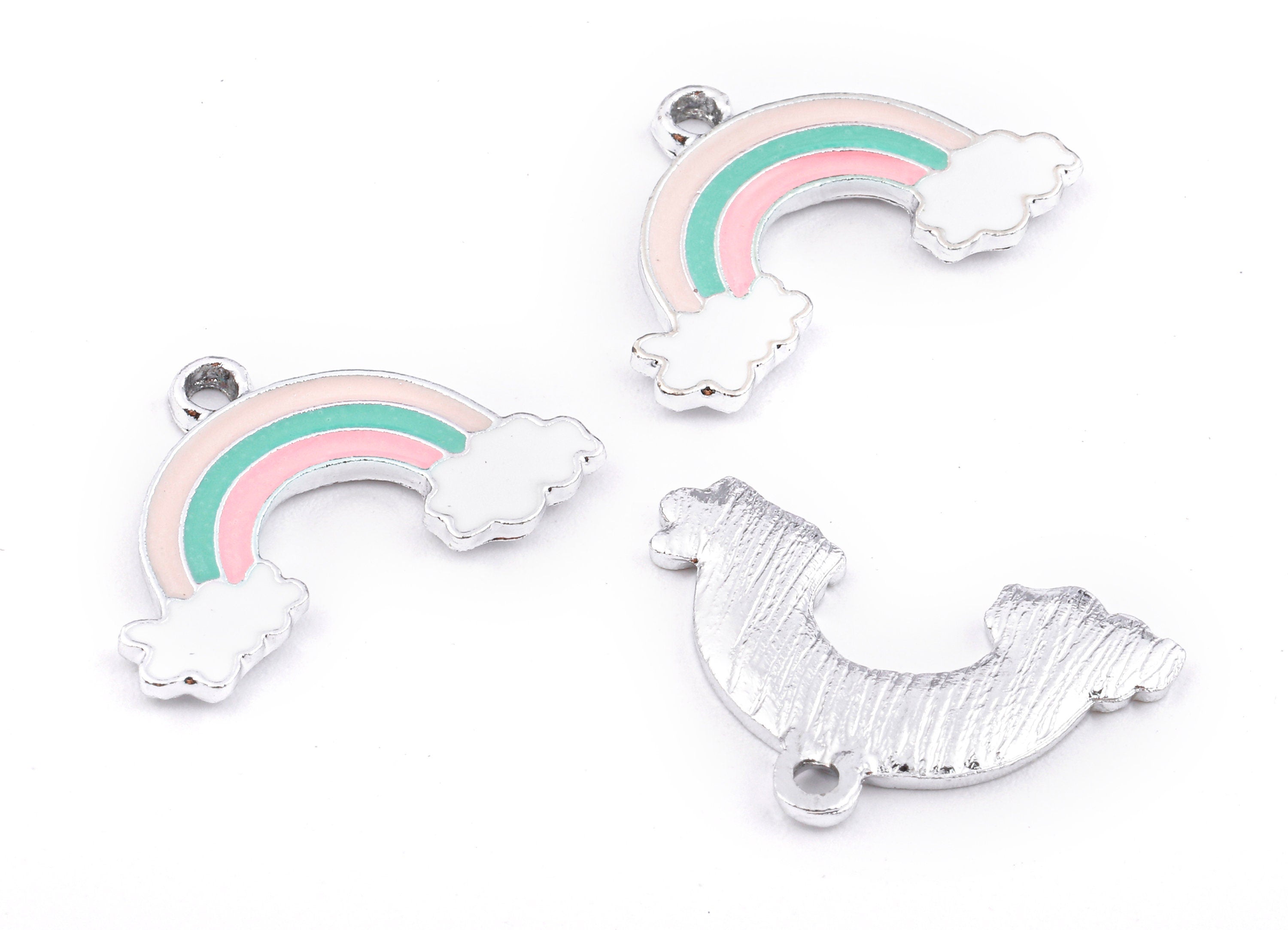 Alloy Rainbow Charms - Zinc Alloy Rainbow Earrings - Rainbow Enamel Pendant - Necklace Pendant - 24.48x16.47x1.67mm - ZZ1427 - DOMEDBAZAAR