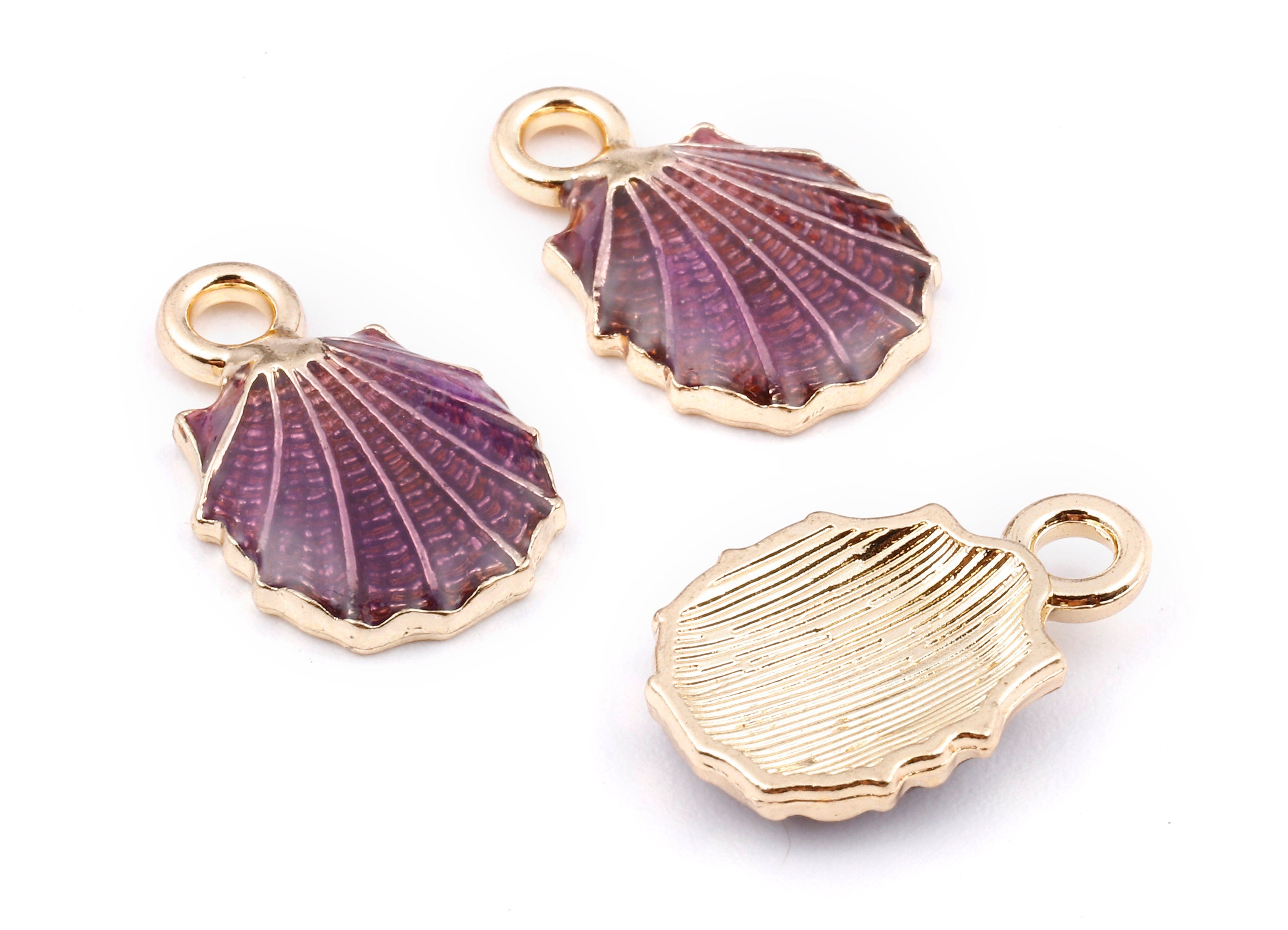 Alloy Mussel Shell Charms - Zinc Alloy Mussel Shell Earrings - Mussel Shell Enamel Pendant - Necklace Pendant - 18.36x12.07x1.73mm - ZZ1391A - DOMEDBAZAAR