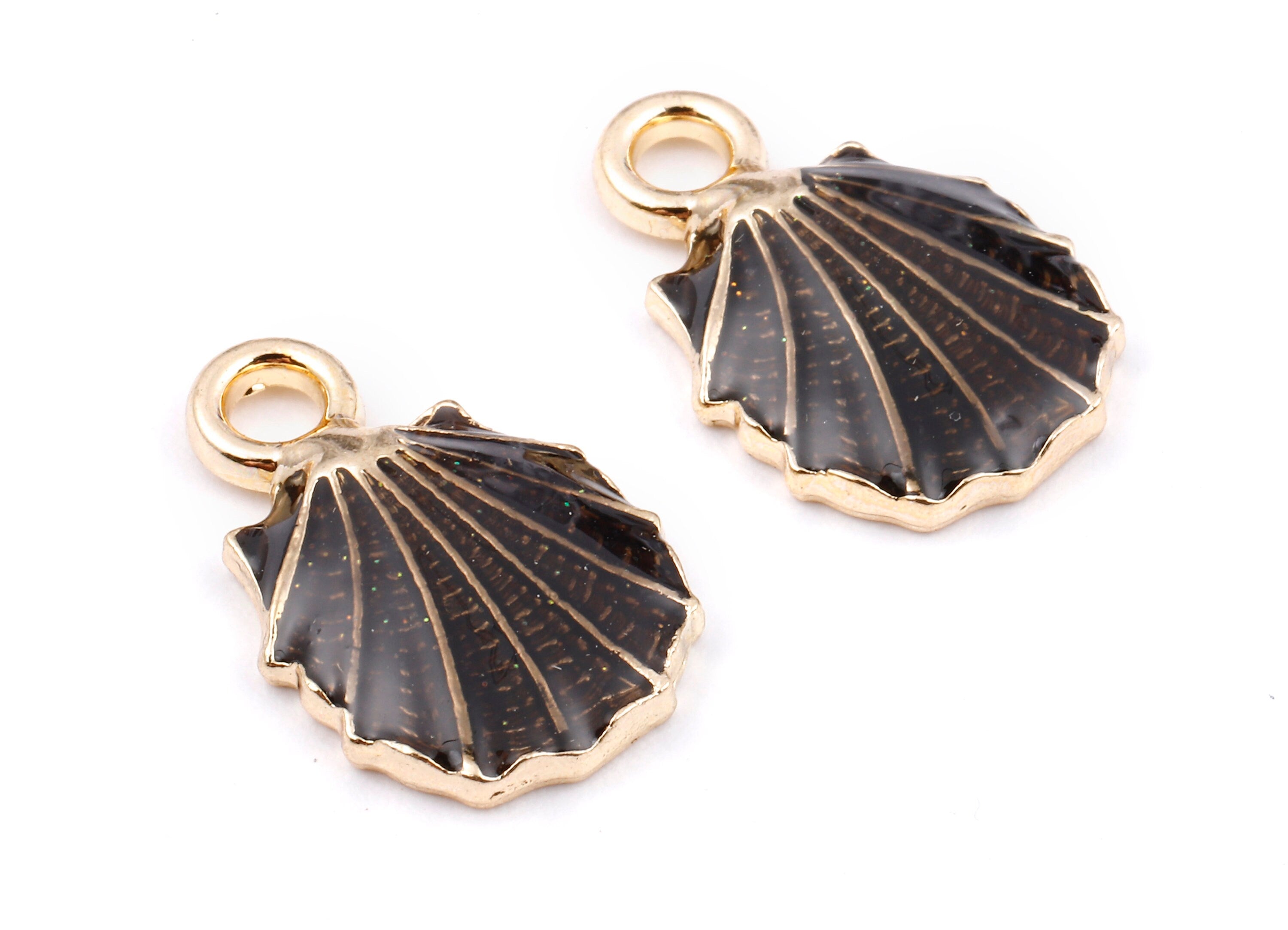 Alloy Mussel Shell Charms - Zinc Alloy Mussel Shell Earrings - Mussel Shell Enamel Pendant - Necklace Pendant - 18.36x12.07x1.73mm - ZZ1391C - DOMEDBAZAAR