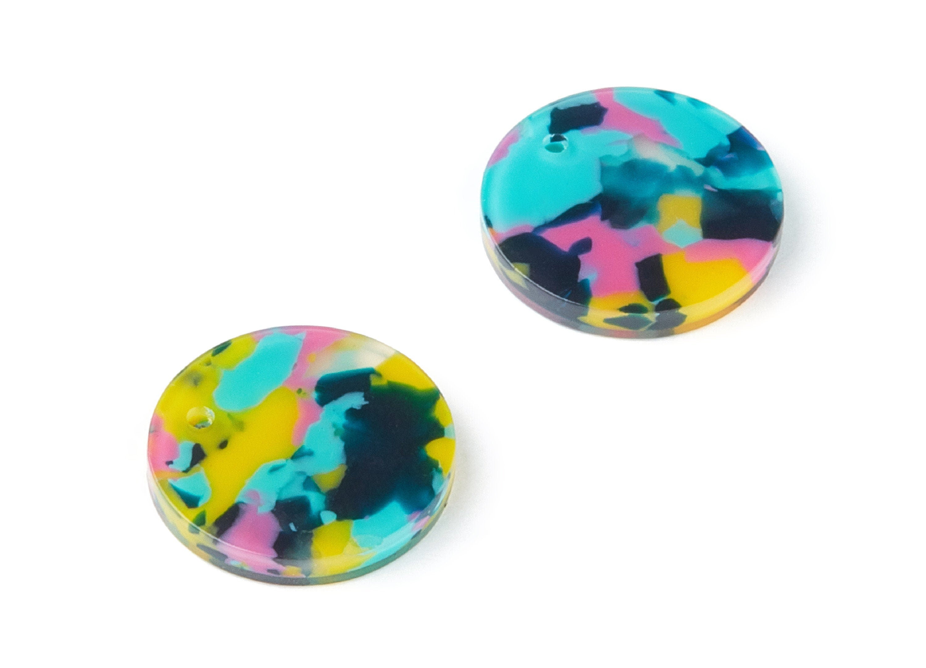 Acetate Round Charms - Coin Earring and Pendant - Earring Findings - Jewelry Supplys - Color Code: A111 - 16,09x16,09x2,64mm - AC1107G - DOMEDBAZAAR