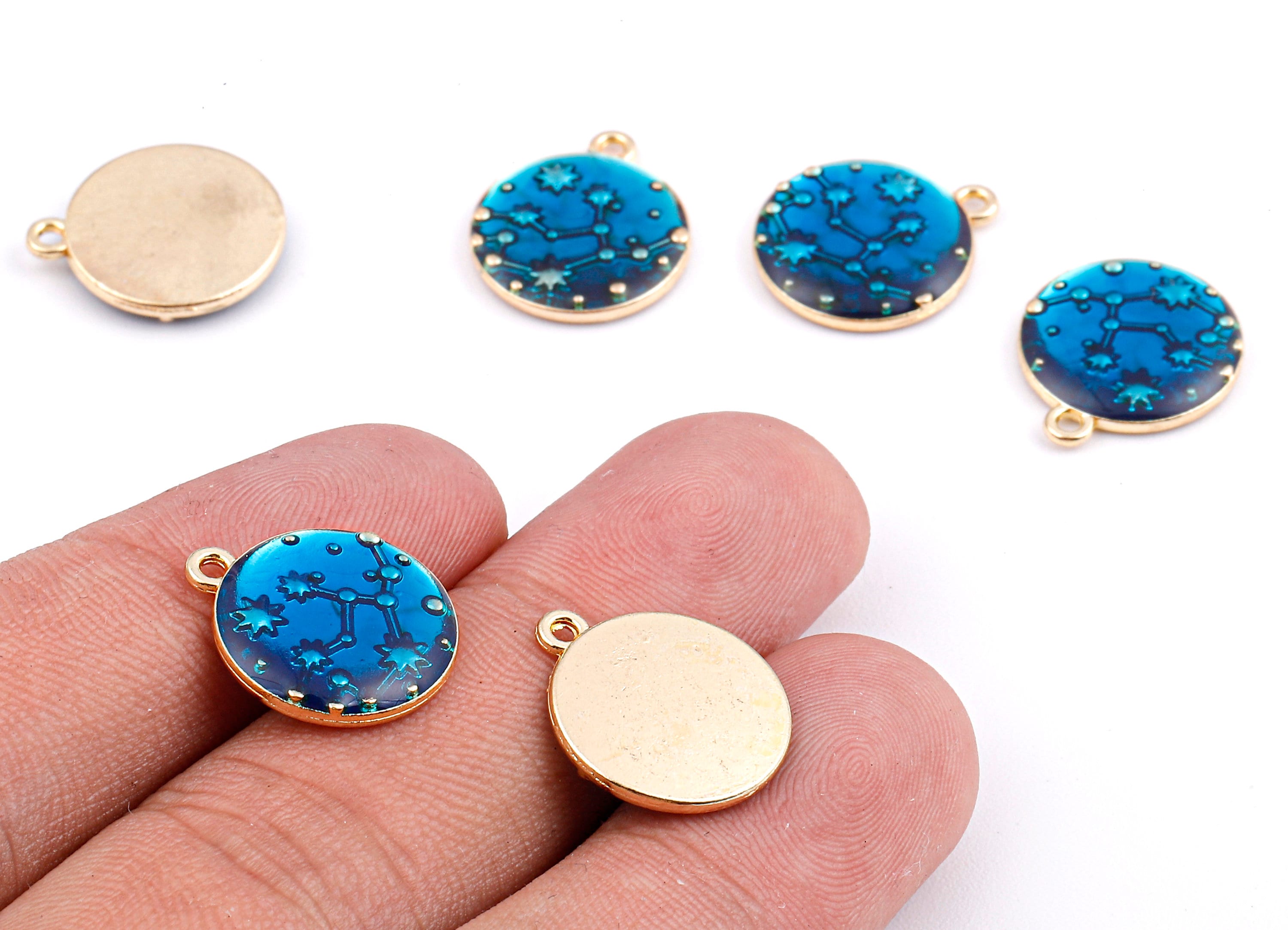 Alloy Planet Charms - Zinc Alloy Planet Earrings - Star Enamel P - Gold Tone Plated  - 16.84x14.48x2.2mm - ZZ1414B - DOMEDBAZAAR
