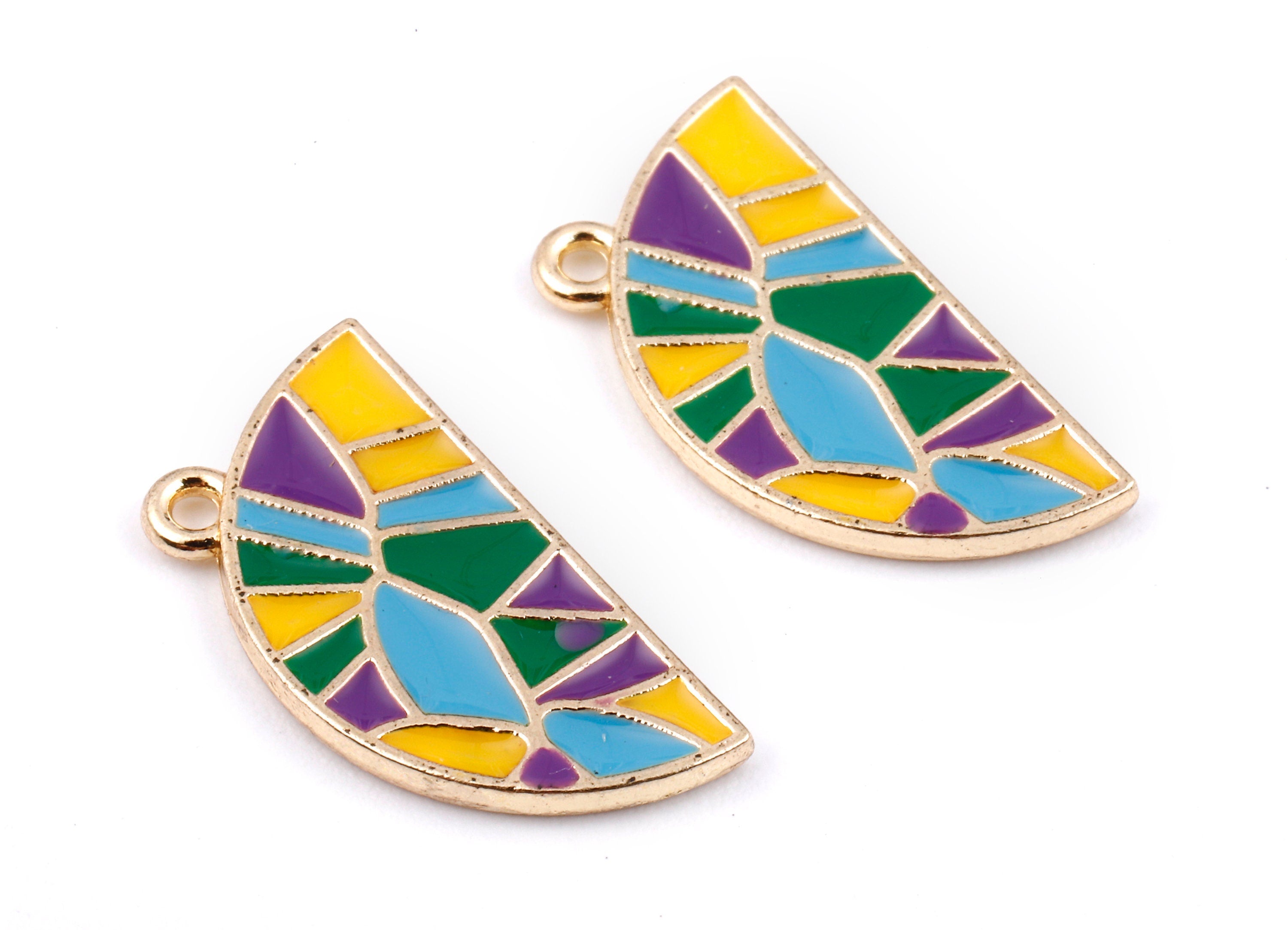 Alloy Half Moon Charms - Zinc Alloy Half Circle Earrings - Half Moon Enamel Pendant - Necklace Pendant - 20.35x10.22x1.52mm - ZZ1393 - DOMEDBAZAAR