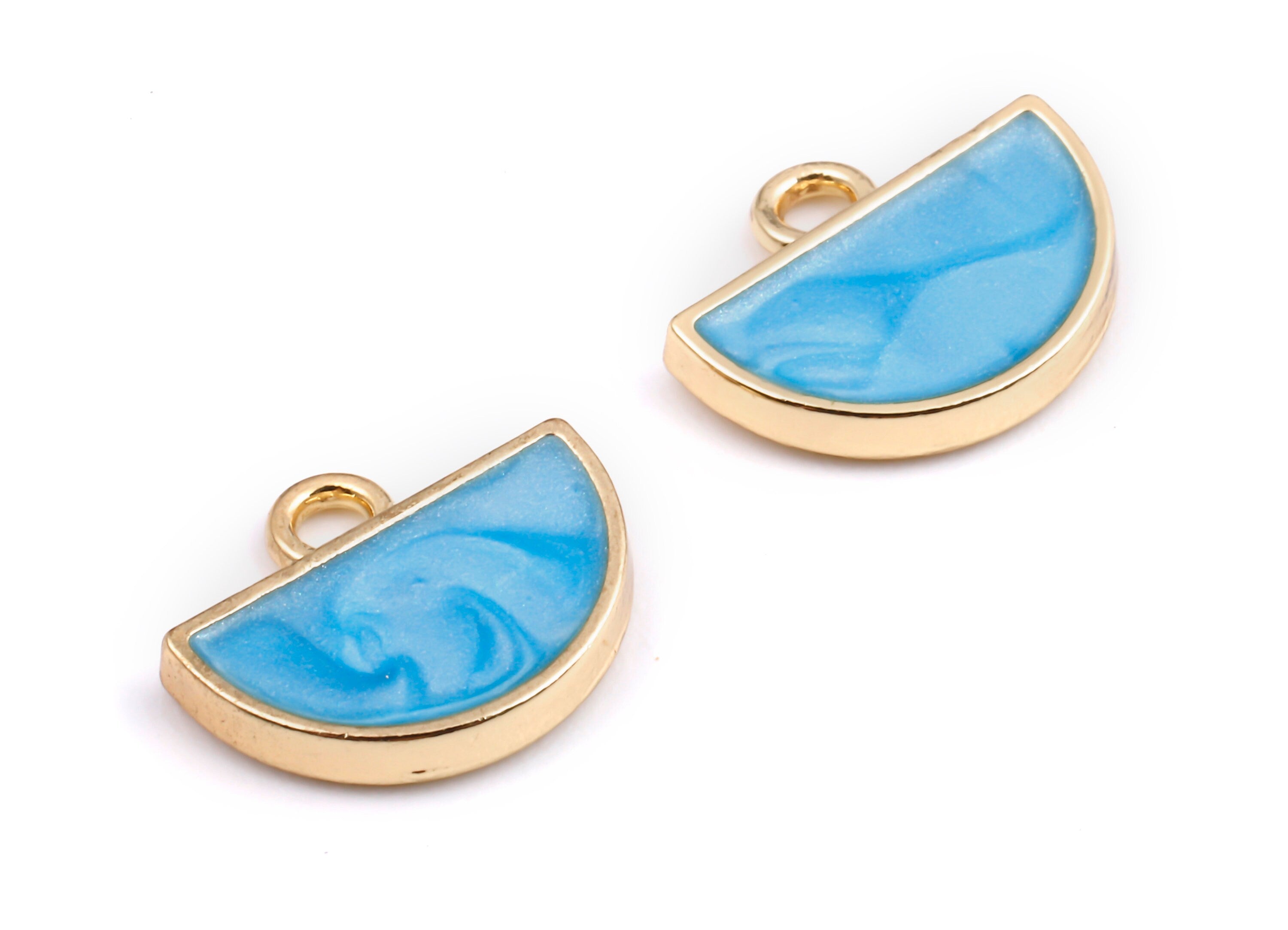 Alloy Half Moon Charms - Zinc Alloy Half Circle Earrings - Half Moon Enamel Pendant - Necklace Pendant - 13.73x11.16x2.08mm - ZZ1389 - DOMEDBAZAAR