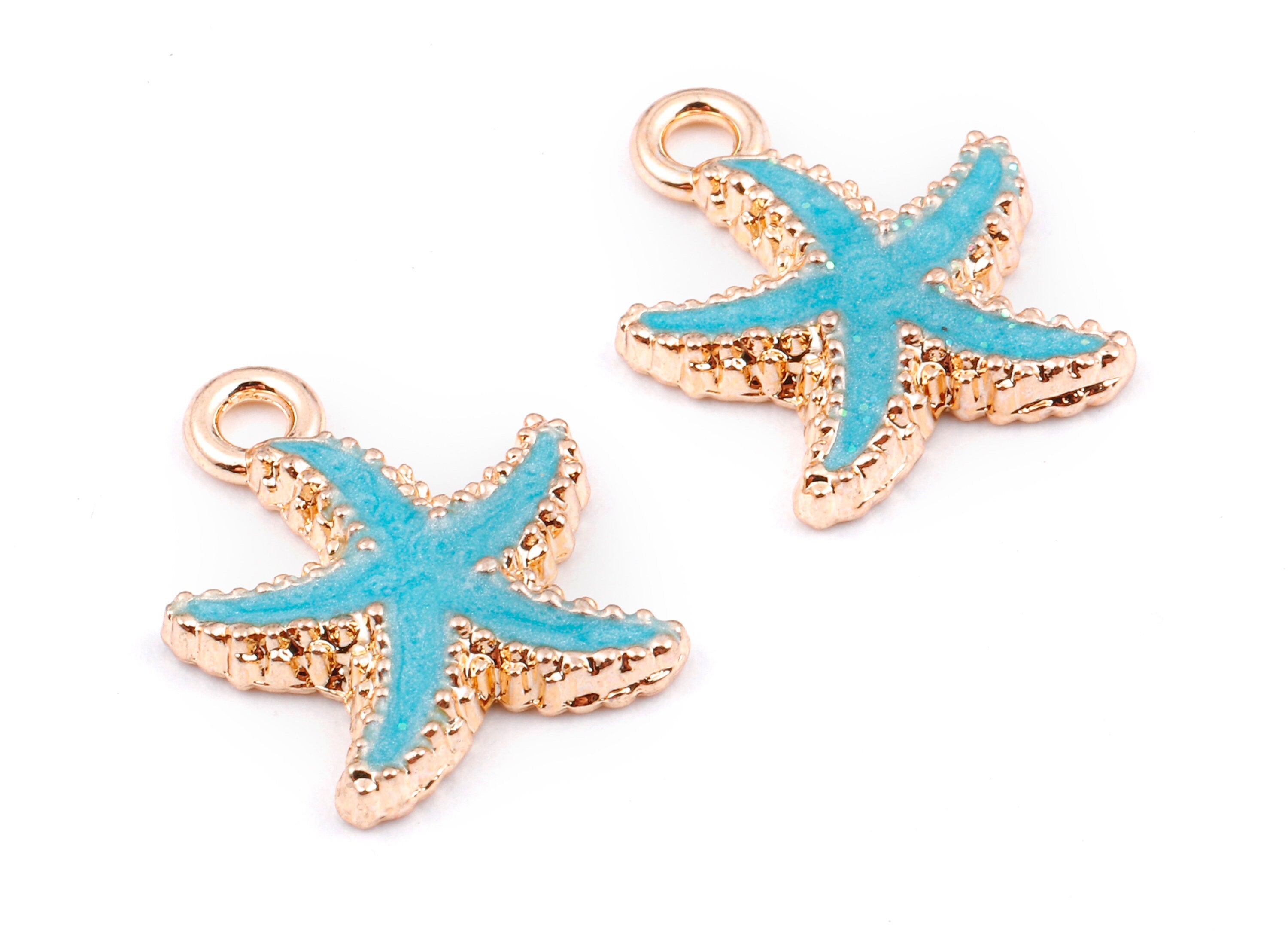 Alloy Starfish Charms - Zinc Alloy Starfish Earrings - Starfish Enamel Pendant - Necklace Pendant - 18.22x14.91x1.78mm - ZZ1410A - DOMEDBAZAAR