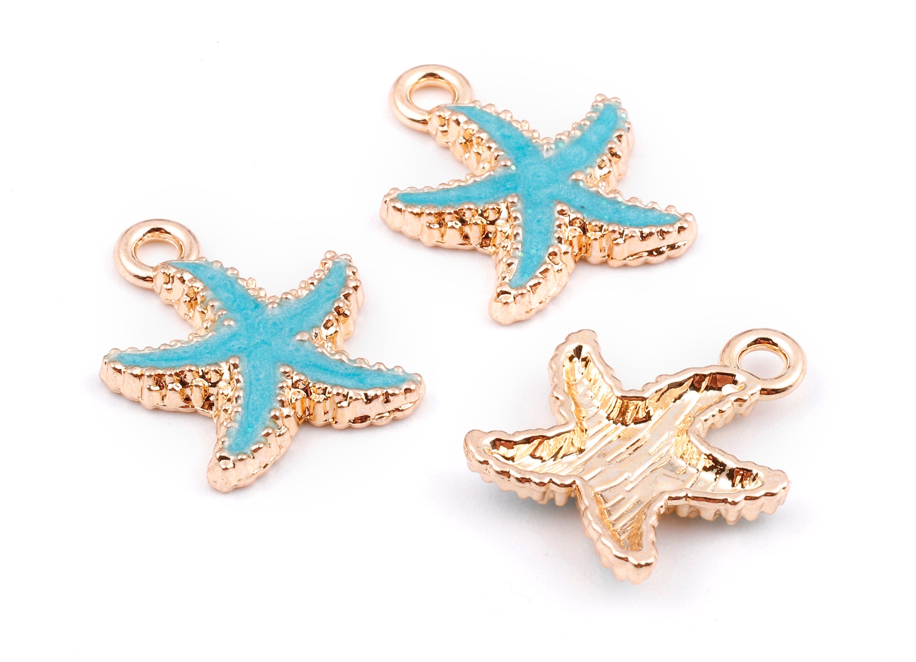 Alloy Starfish Charms - Zinc Alloy Starfish Earrings - Starfish Enamel Pendant - Necklace Pendant - 18.22x14.91x1.78mm - ZZ1410A - DOMEDBAZAAR