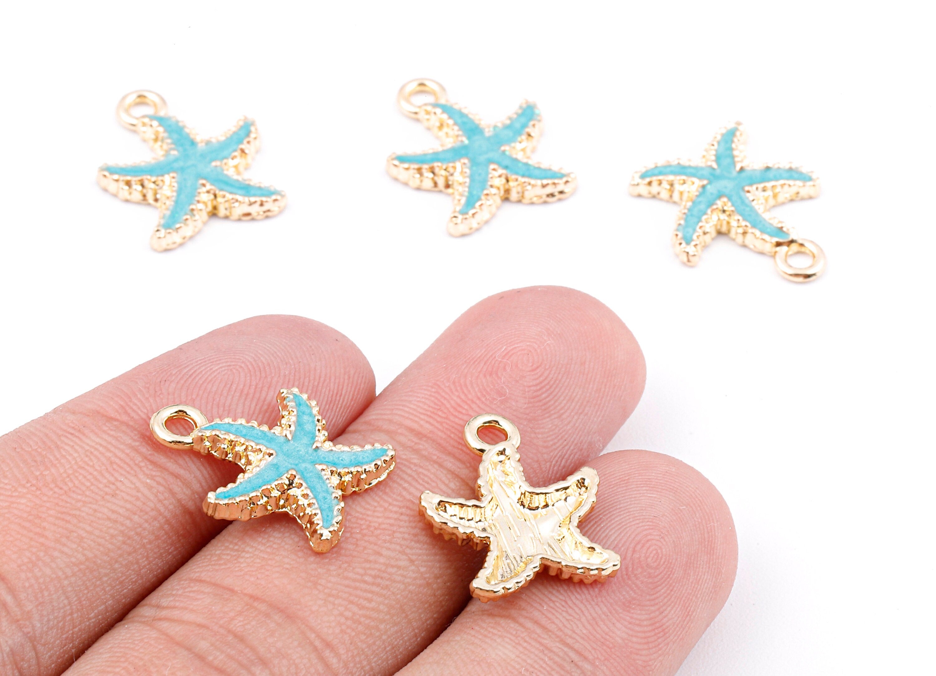 Alloy Starfish Charms - Zinc Alloy Starfish Earrings - Starfish Enamel Pendant - Necklace Pendant - 18.22x14.91x1.78mm - ZZ1410A - DOMEDBAZAAR