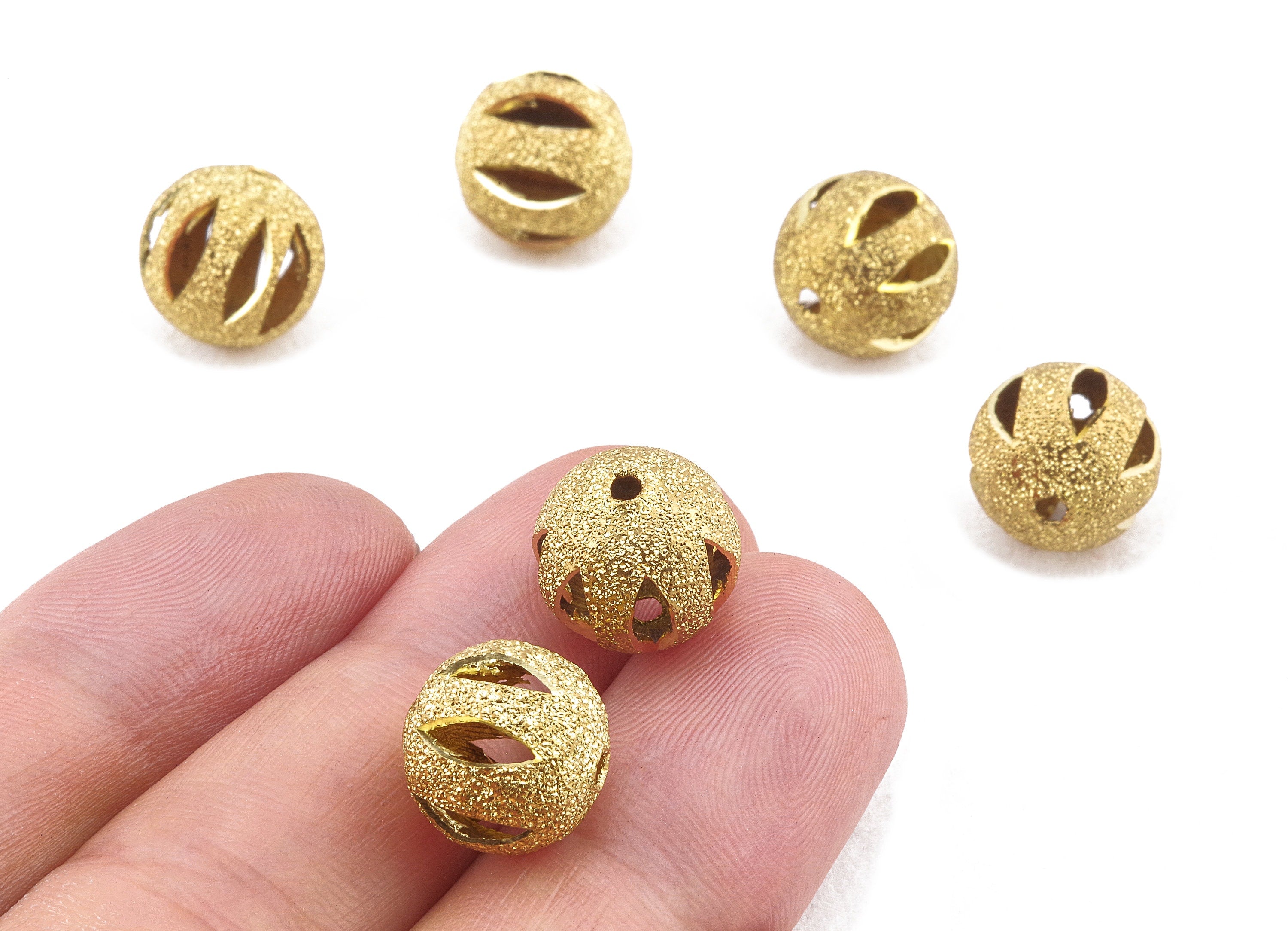Brass Spacer Ball Beads - Raw Brass Spacer Ball Beads - Necklace Beads - Earring Findings - Jewelry Supplies - 12.09x11.7mm - PP2340 - DOMEDBAZAAR