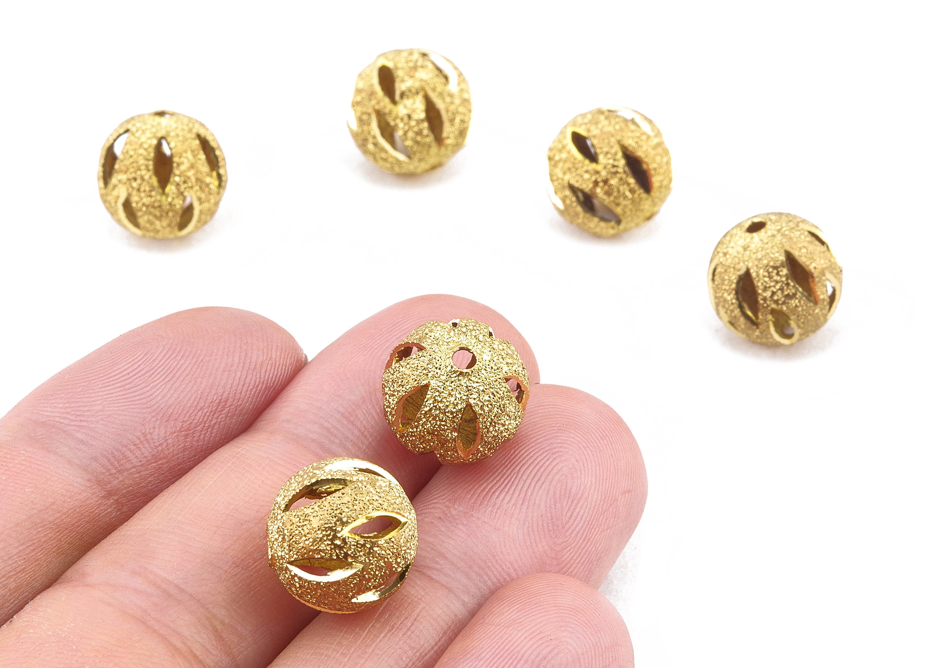Brass Spacer Ball Beads - Raw Brass Spacer Ball Beads - Necklace Beads - Earring Findings - Jewelry Supplies - 12.03x11.81mm - PP2341 - DOMEDBAZAAR