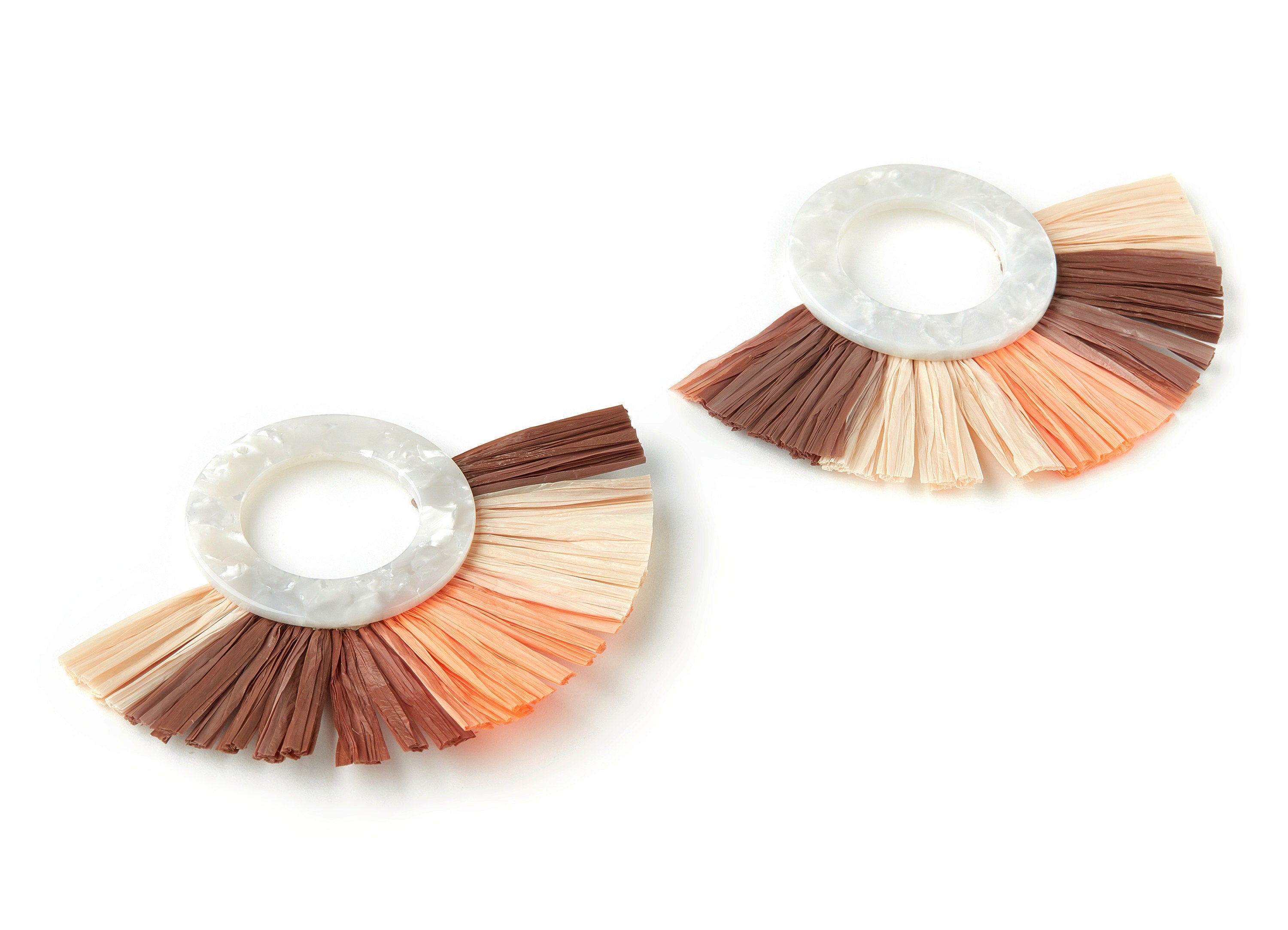 Acetate Tassels Fan Charm - Tassels Fan Single Layer Raffia - Handmade Jewelery - Color Code:A12 - 63.77x87.26x3.88mm - AC1629-A12 - DOMEDBAZAAR