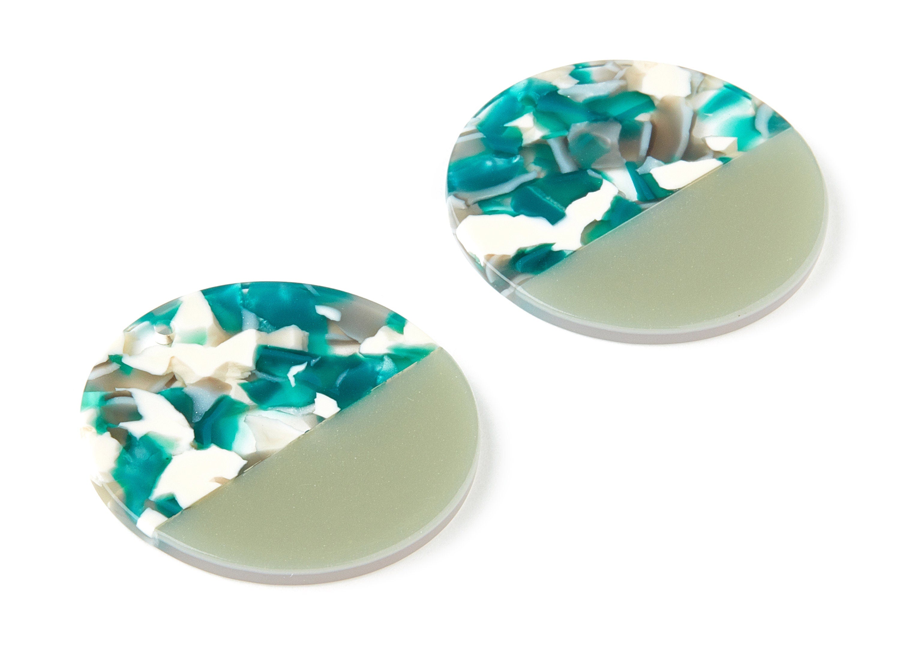 Acetate Round Charms - Coin Earrings and Pendant - Earring Findings - Jewelry Supply - Color Code: A357 - 35.1x35.1x2.5mm - AC1256-A357 - DOMEDBAZAAR