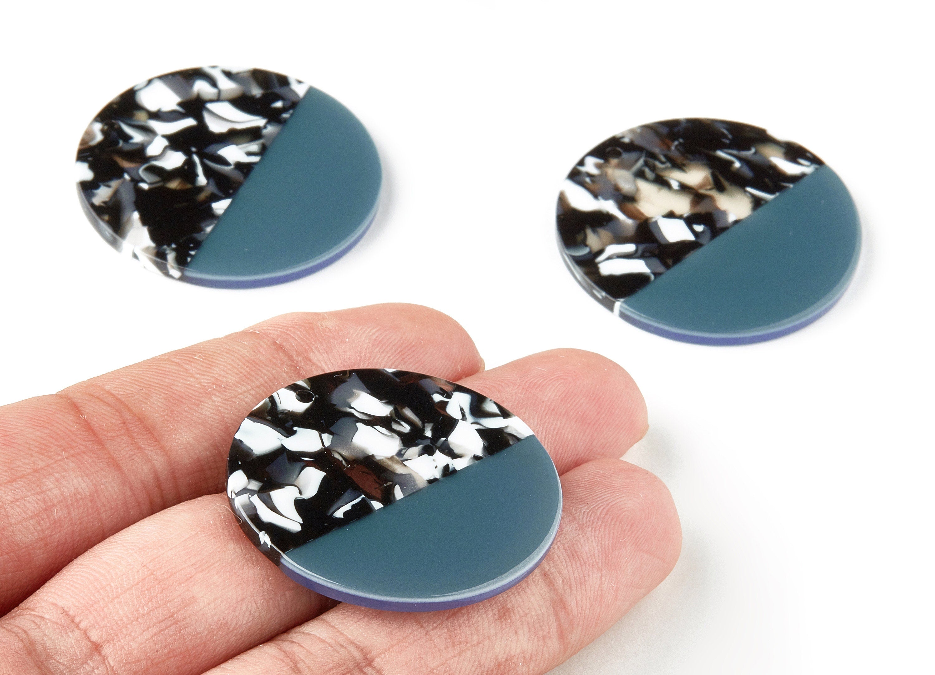 Acetate Round Charms - Coin Earrings and Pendant - Earring Findings - Jewelry Supply - Color Code: A353 - 35.1x35.1x2.5mm - AC1256-A353 - DOMEDBAZAAR