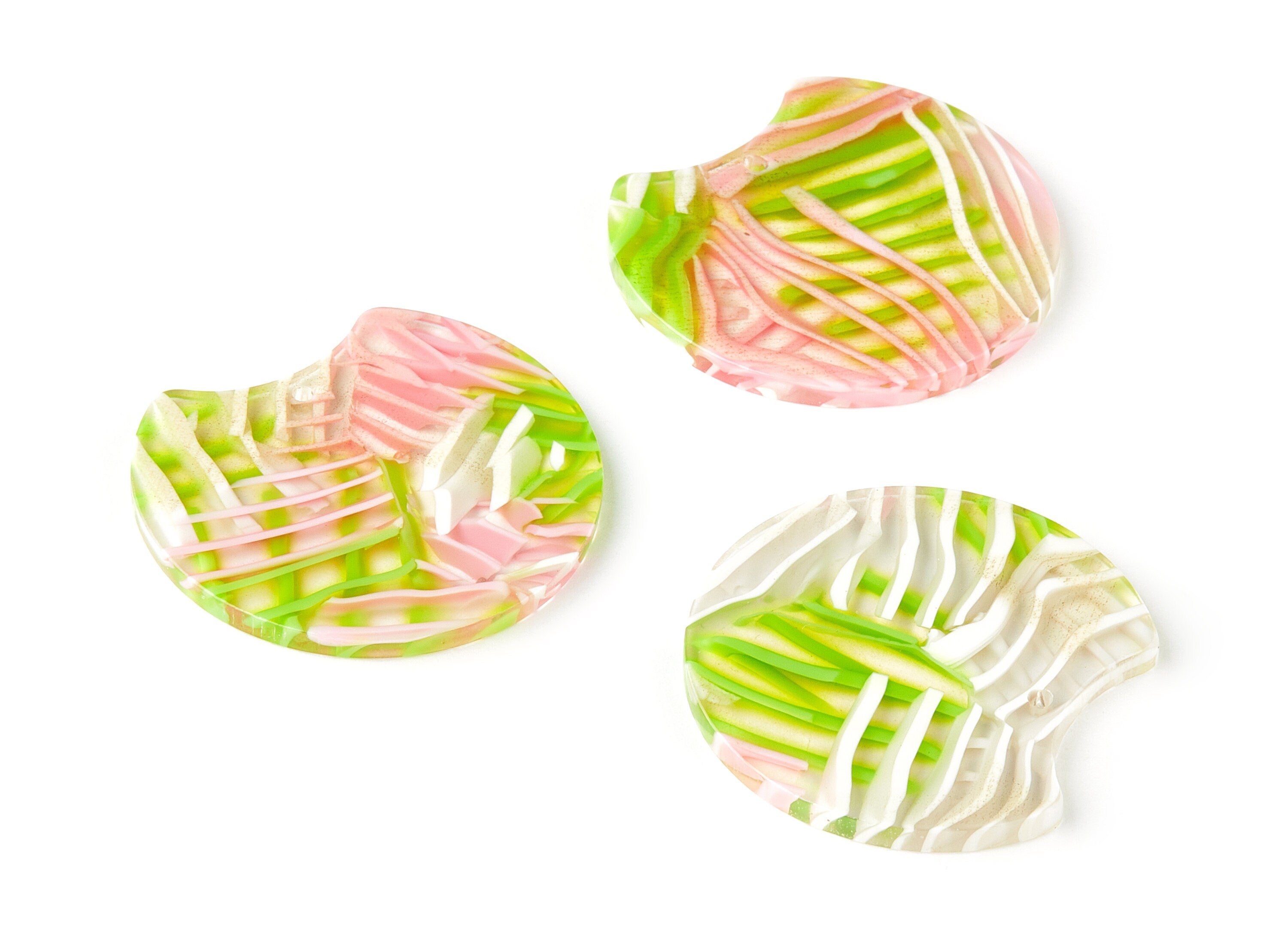 Acetate Round Charms - Round Earrings and Pendant - Earring Findings - Jewelry Supplies - Color Code:A342 - 36.74x33.55x2.53mm - AC1646-A342 - DOMEDBAZAAR