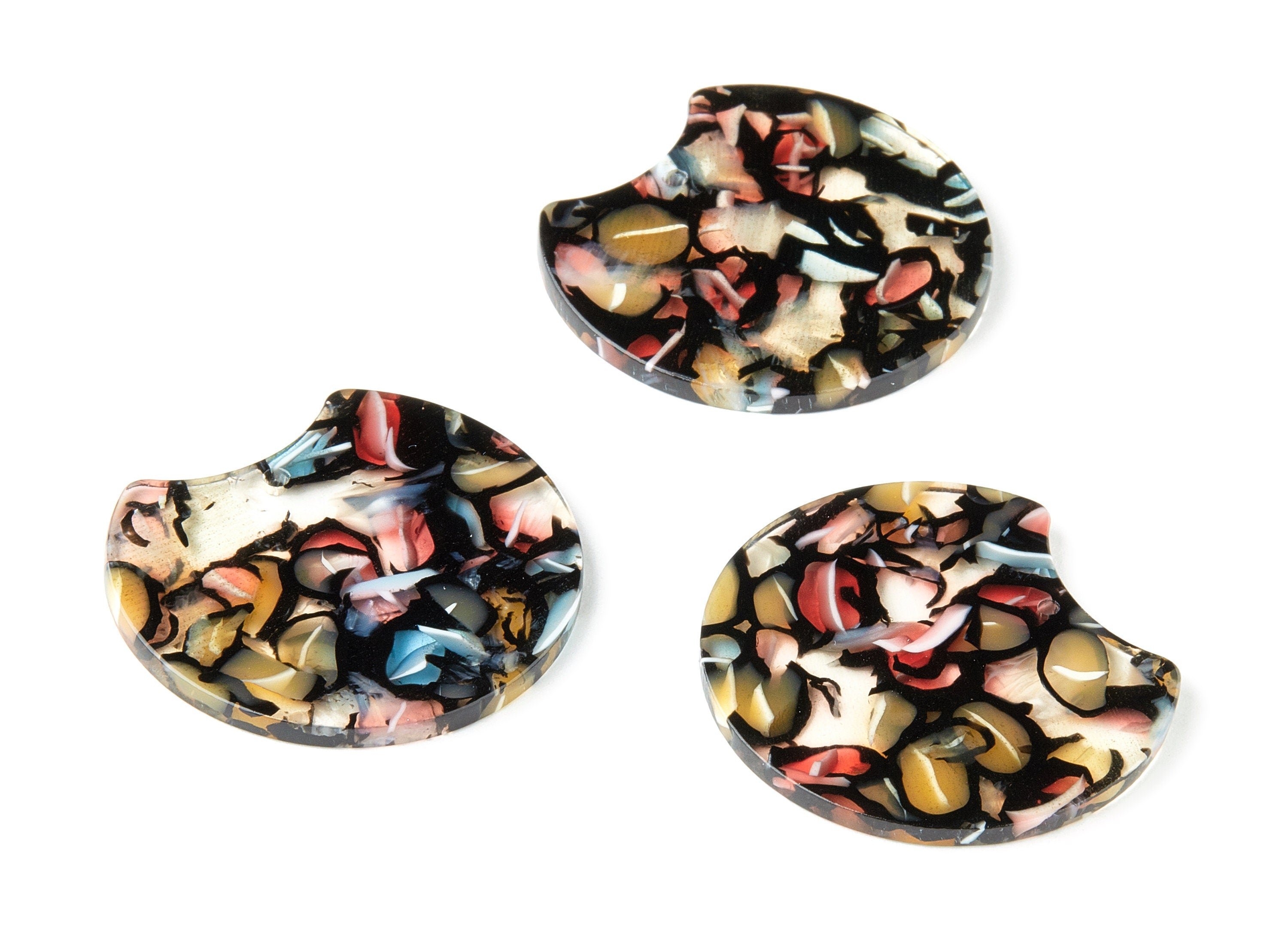 Acetate Round Charms - Round Earrings and Pendant - Earring Findings - Jewelry Supplies - Color Code:A343 - 36.74x33.55x2.53mm - AC1646-A343 - DOMEDBAZAAR