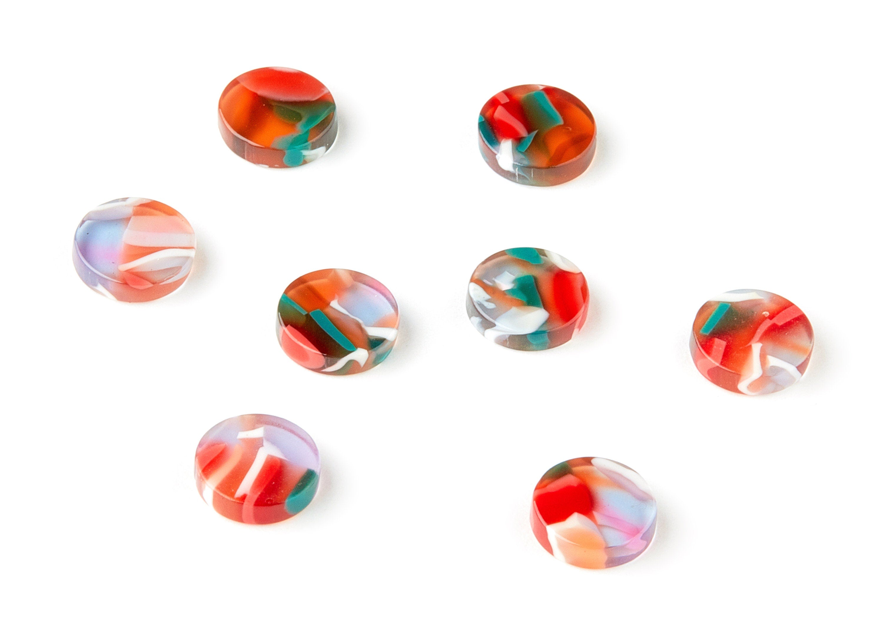 Acetate Round Charms - No Hole - Round Earrings - Earring Findings - Jewelry Supplies - Color Code: A307 - 9.87x9.87x2.6mm - AC1151-A307 - DOMEDBAZAAR