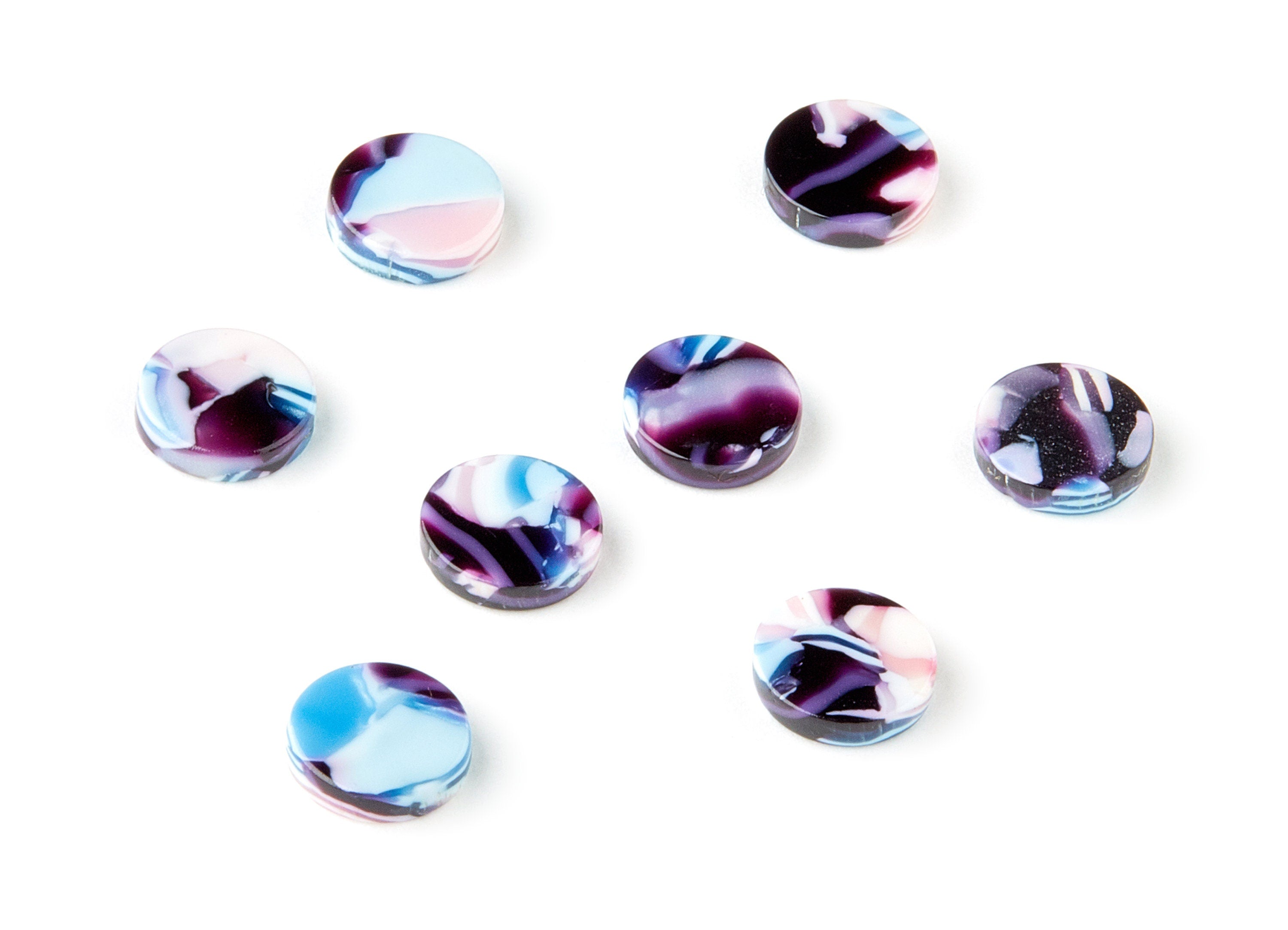 Acetate Round Charms - No Hole - Round Earrings - Earring Findings - Jewelry Supplies - Color Code: A308 - 9.87x9.87x2.6mm - AC1151-A308 - DOMEDBAZAAR