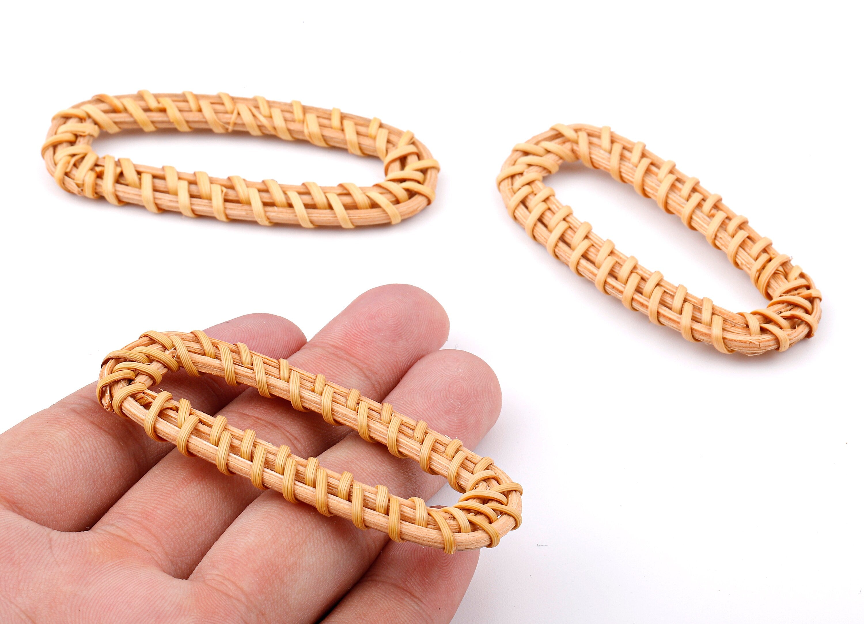Handwoven Rattan Oval Charms - Oval Rattan Earrings and Pendant - Woven Earrings - Jewelry Handmade - 68.93x30.3x4.04mm - RT1319 - DOMEDBAZAAR