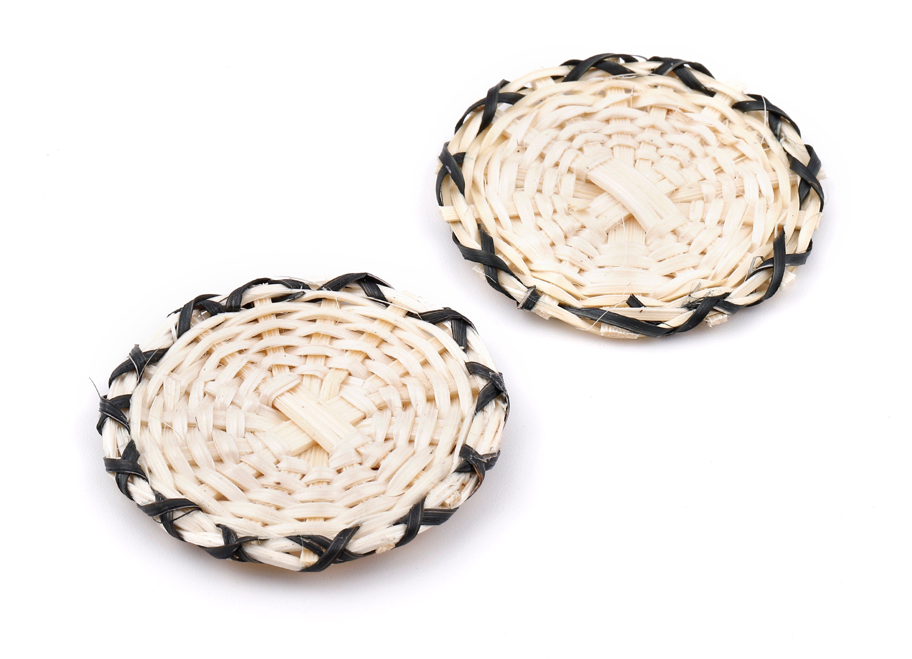 Handwoven Rattan Earring Charms - Round Rattan Earring and Pendant - Woven Earrings - Jewelry Handmade - 45.93x45.93x4.42mm - RT1321 - DOMEDBAZAAR