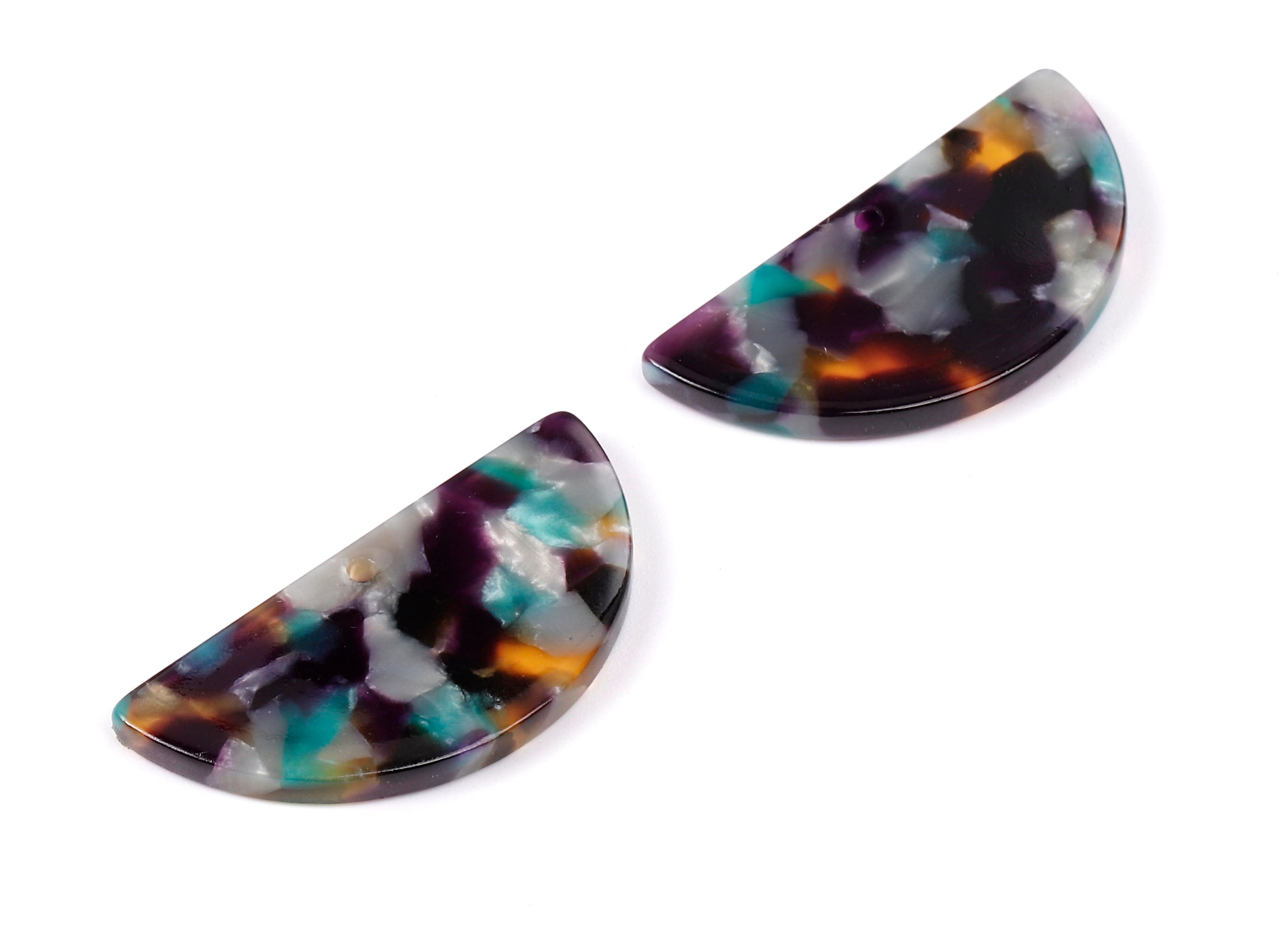 Acetate Semicircle Charms - Semicircle Earrings and Pendant - Jewelry Supplies - Color Code: A50 - 15.7x31.5x2.63mm - AC1006-A50 - DOMEDBAZAAR
