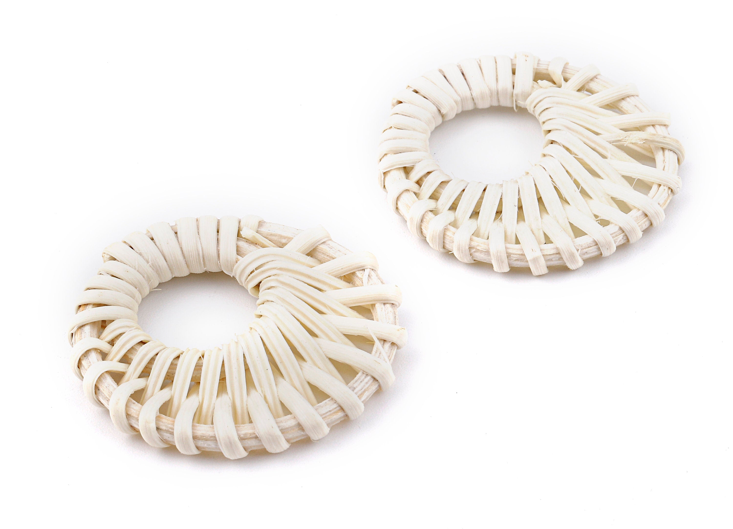 Handwoven Rattan Circle Charms - Circle Rattan Earrings and Pendant - Woven Earrings - Jewelry Handmade - 40.3x40.3x4.51mm - RT1324 - DOMEDBAZAAR