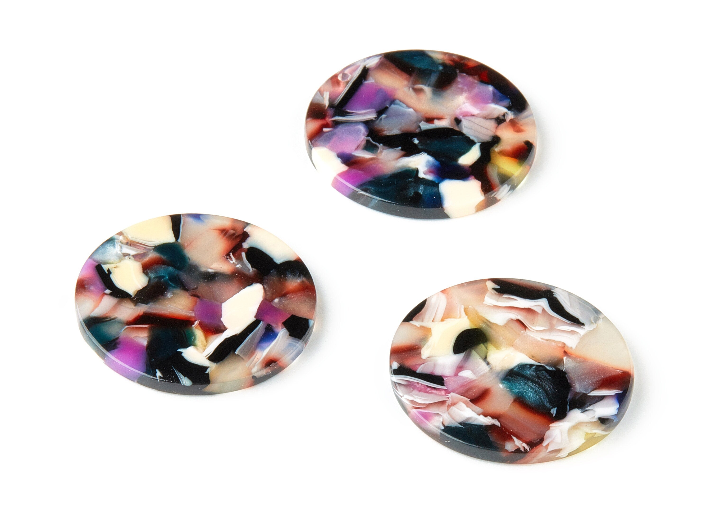Acetate Round Charms - Round Earring and Pendant - Earring Findings - Jewelry Supplys  -Color Code: A11 - 30.33x30.33x2.58mm - AC1315-A11 - DOMEDBAZAAR