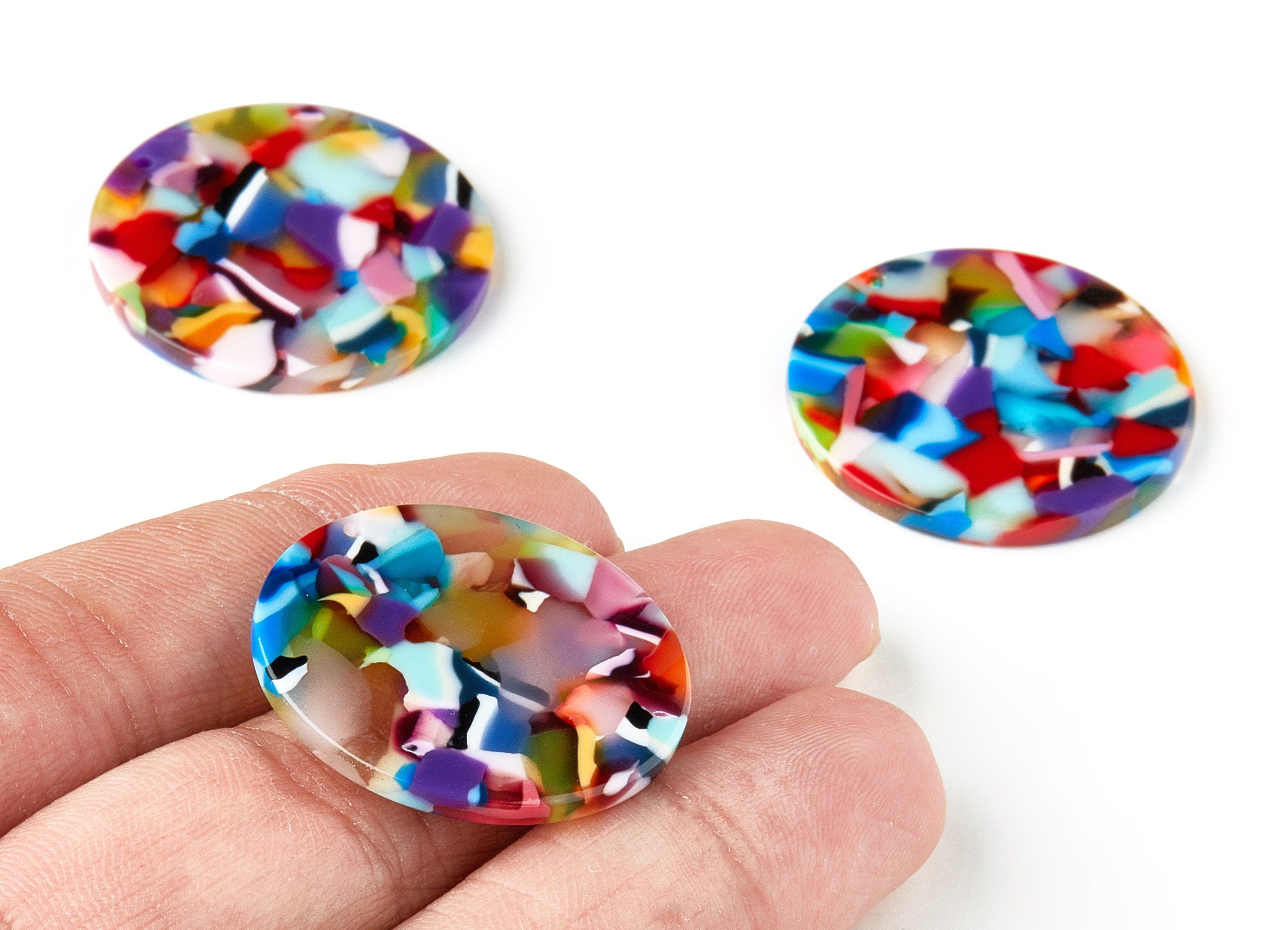 Acetate Round Charms - Round Earring and Pendant - Earring Findings - Jewelry Supplys - Color Code: A21 - 30.33x30.33x2.58mm - AC1315-A21 - DOMEDBAZAAR