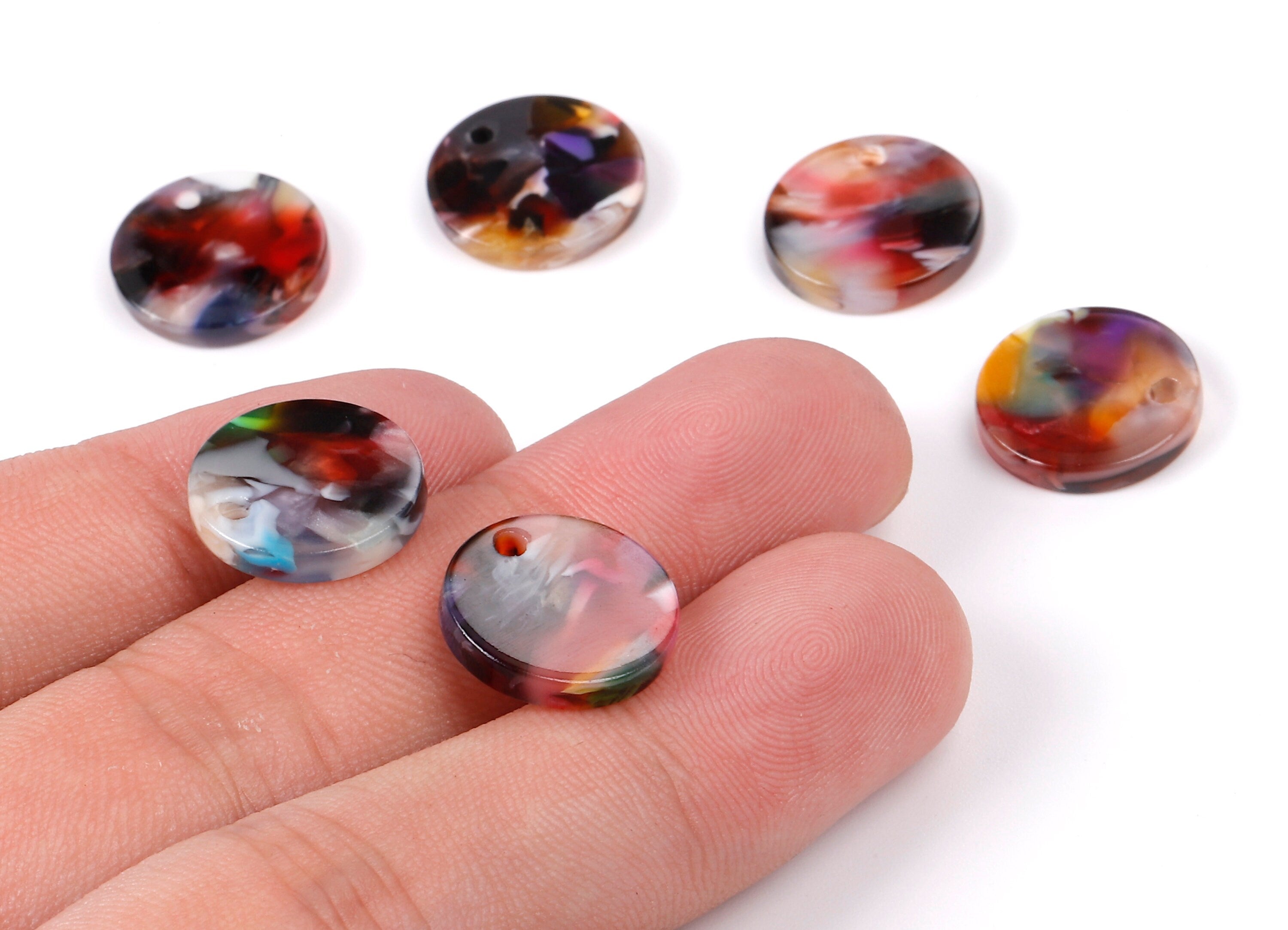 Acetate Round Charms - Round Earrings and Pendant - Earring Findings - Jewelry Supplies - Color Code: A58 - 14.6x14.6x2.66mm - AC1064-A58 - DOMEDBAZAAR