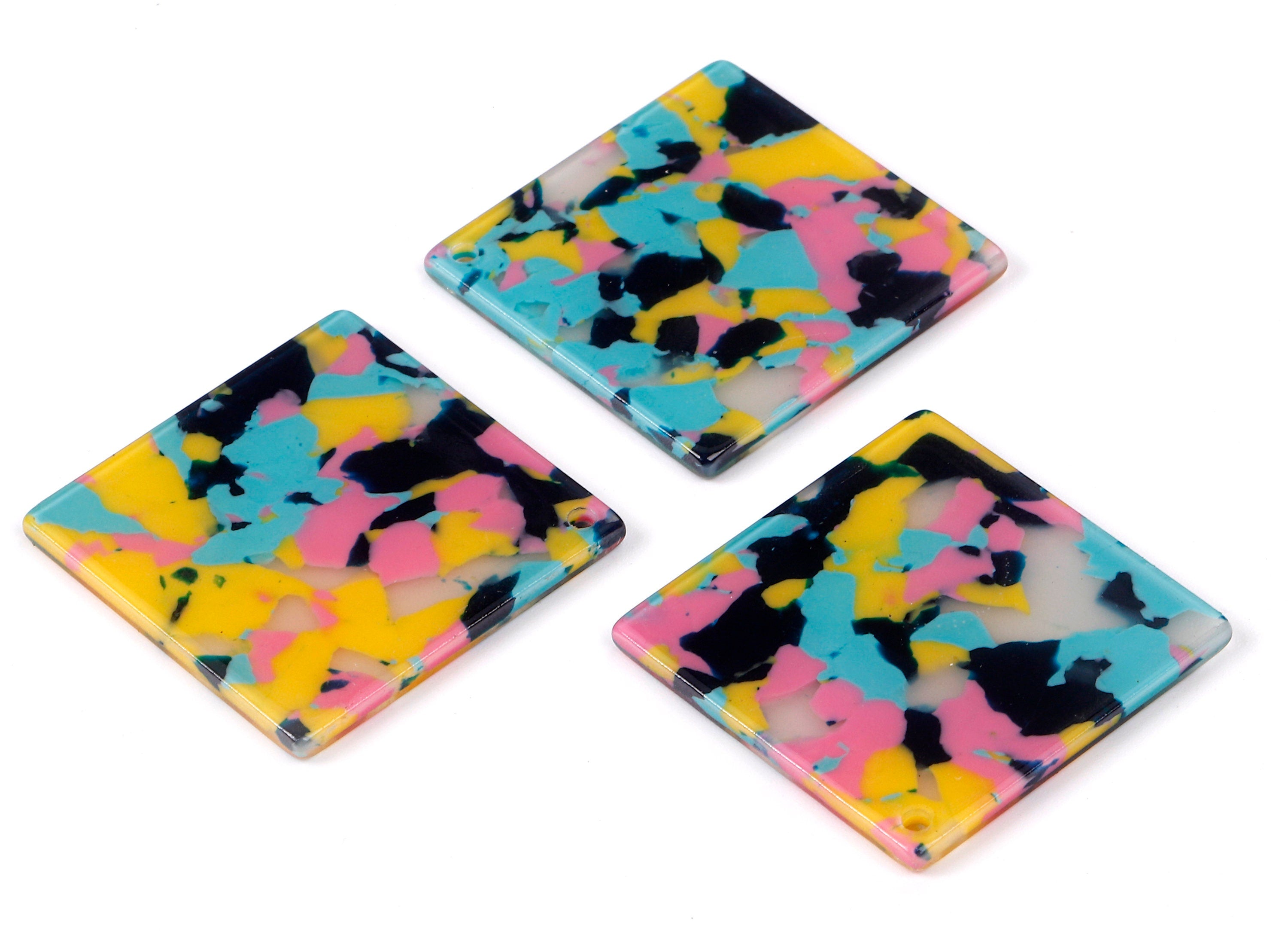 Acetate Square Charms - Square Earrings and Pendant - Jewelry Supplies - Color Code: A111 - 30x30.13x2.33mm - AC1079-A111-A - DOMEDBAZAAR