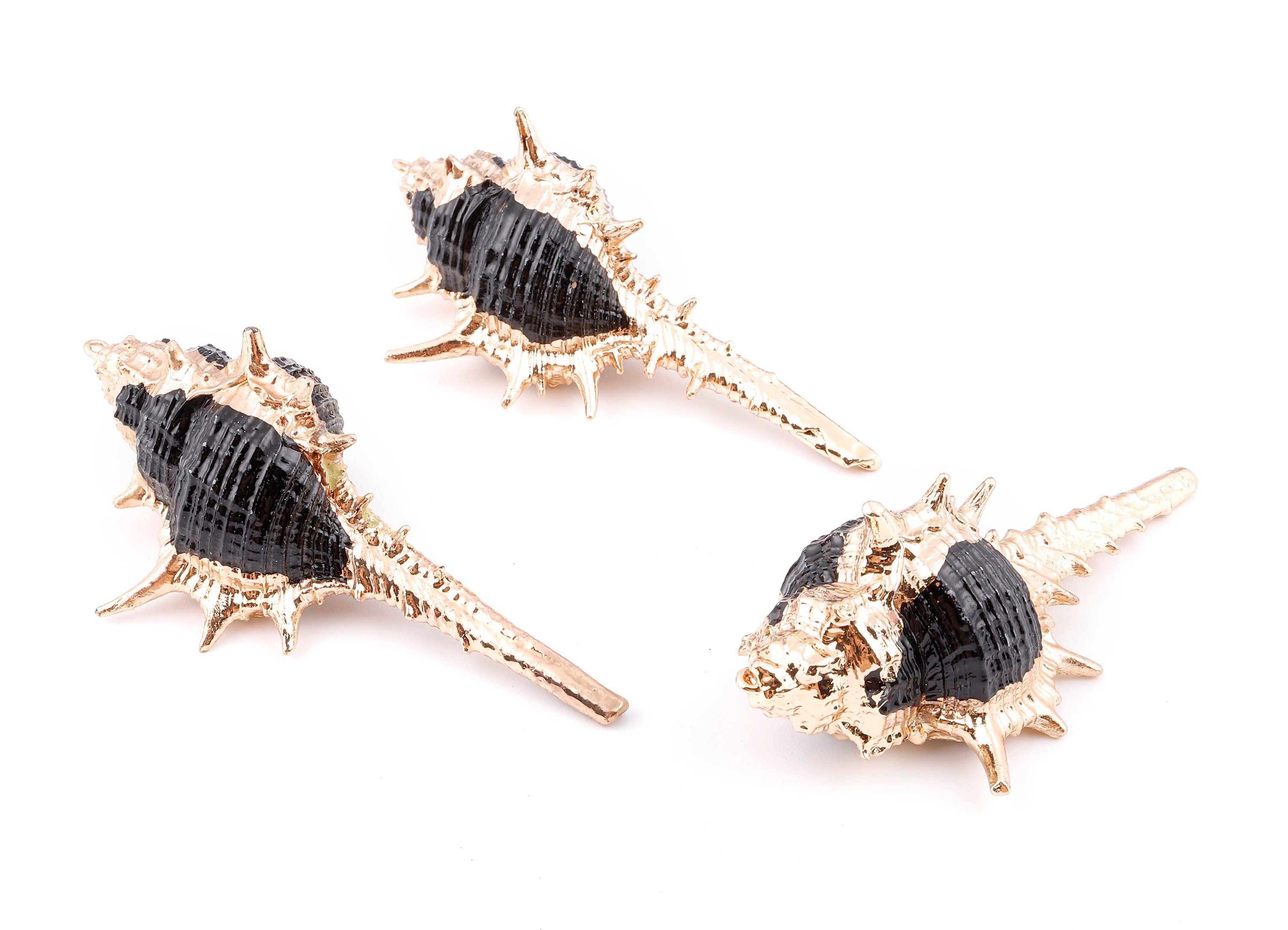 Cone Shell Charms - Whelk Seashell Pendant - Gold Tone Plated Earrings - Natural Seashell - 1 Hole - 60.76x32.84x25.86mm - SF1124E - DOMEDBAZAAR