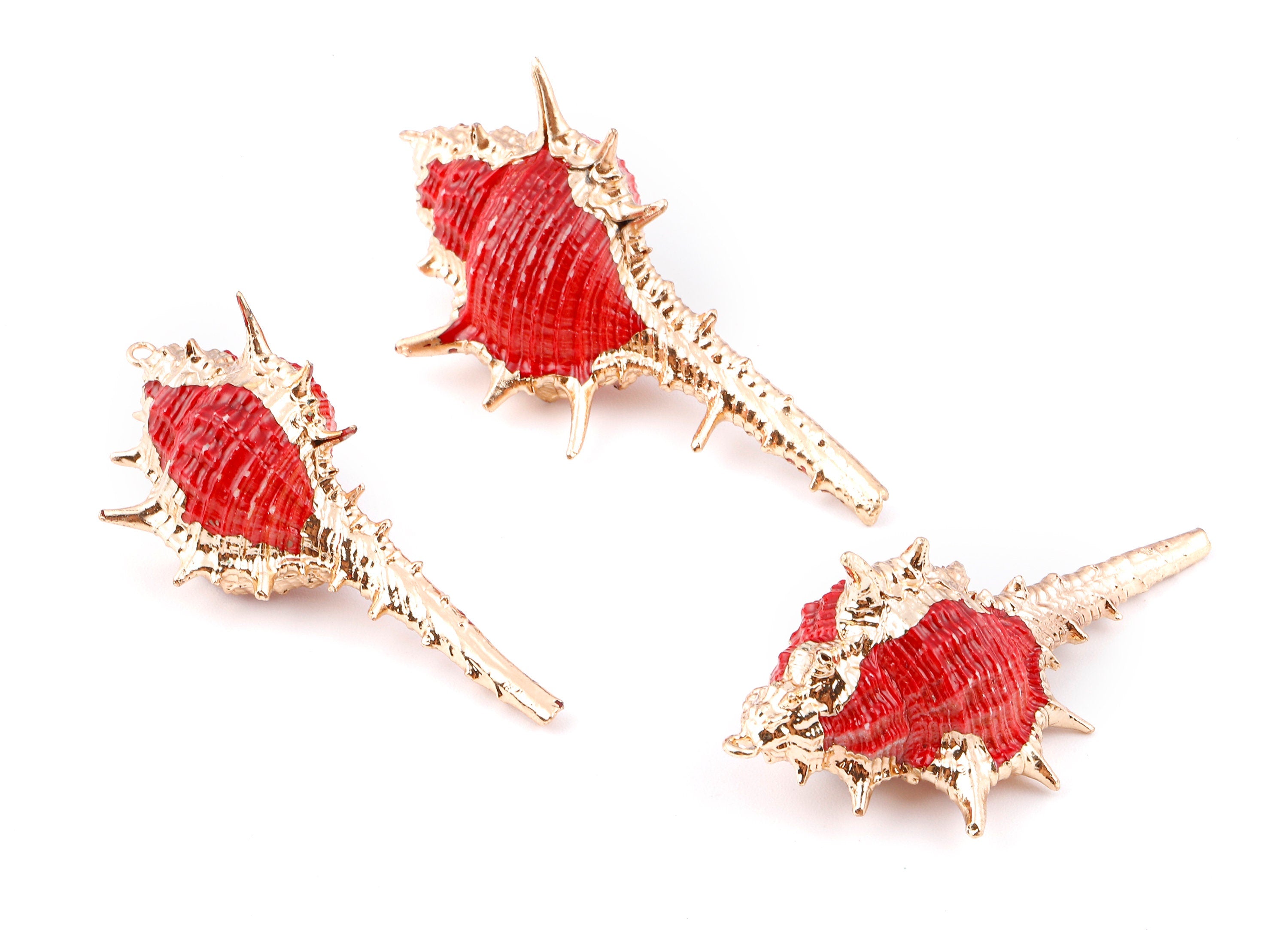 Cone Shell Charms - Whelk Seashell Pendant - Gold Tone Plated Earrings - Natural Seashell - 1 Hole - 60.76x32.84x25.86mm - SF1124F - DOMEDBAZAAR