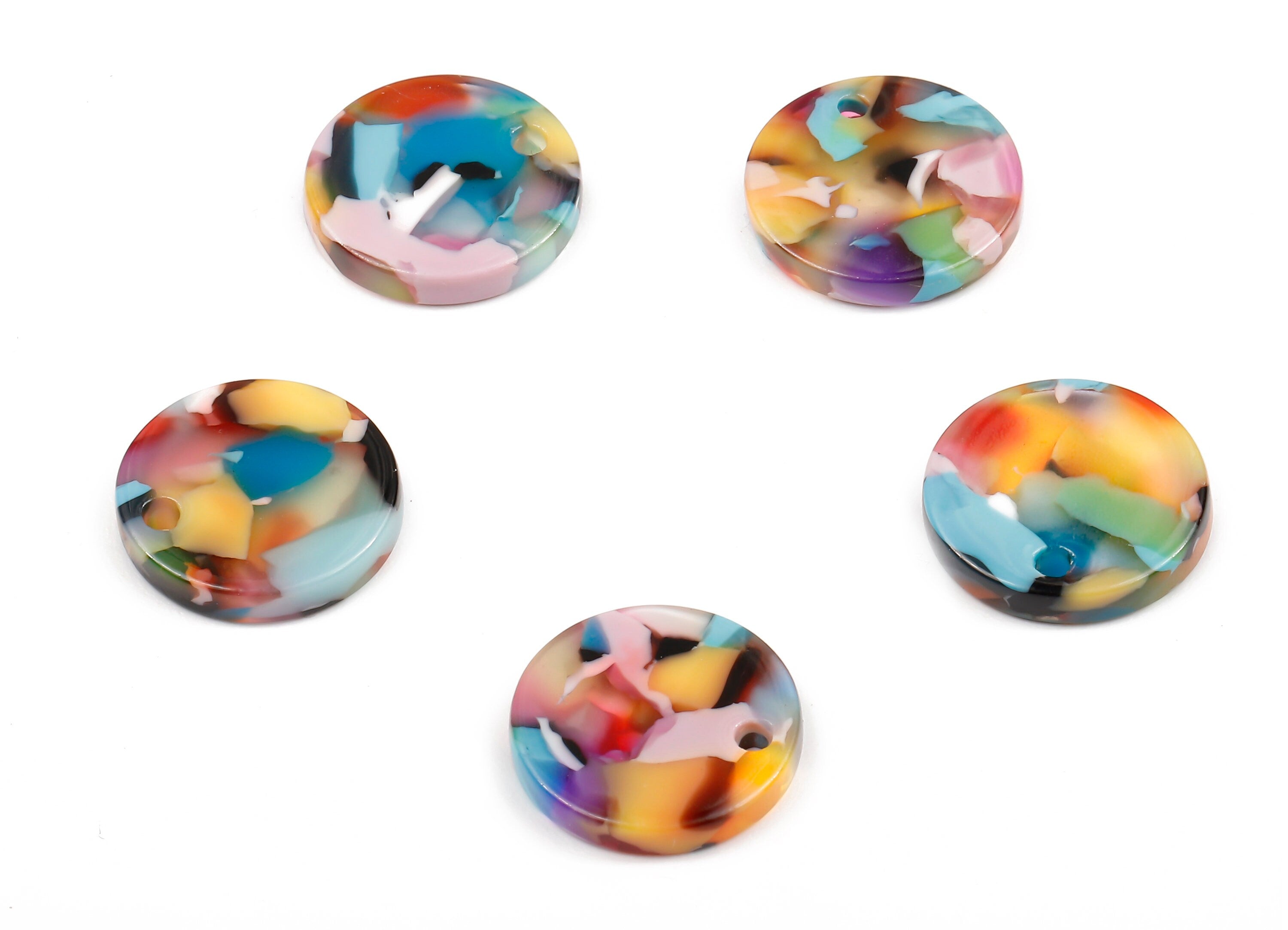 Acetate Round Charms - Round Earrings and Pendant - Earring Findings - Jewelry Supplies - Color Code: A21 - 14.6x14.6x2.66mm - AC1064-A21 - DOMEDBAZAAR