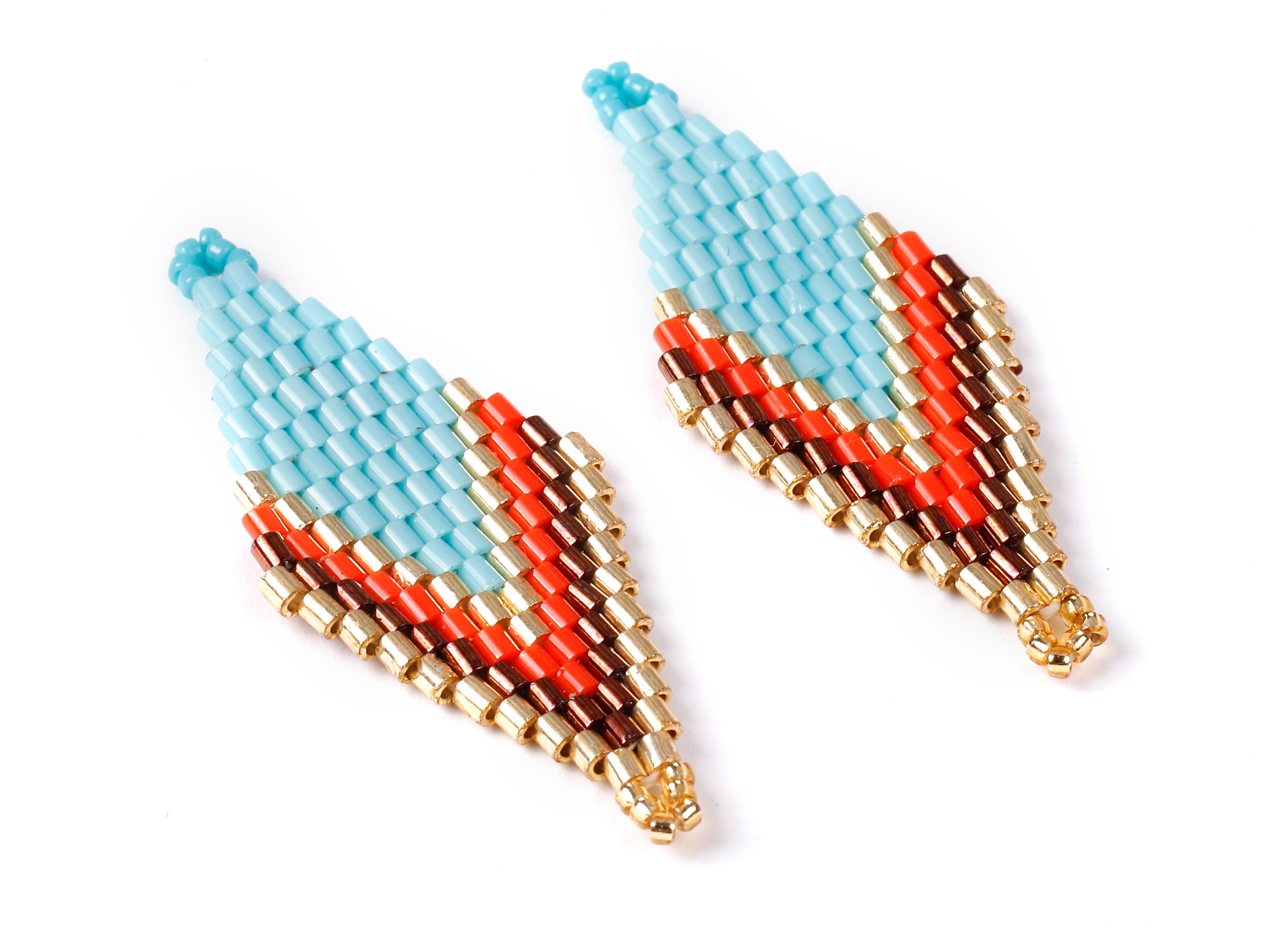 Toho Beaded Rhombus Charms - Japanese seed beads - Handmade Seed Beaded Earrings Charms - Maasai Earring Charms - 45.72x18.48x1.8mm - TH1001 - DOMEDBAZAAR