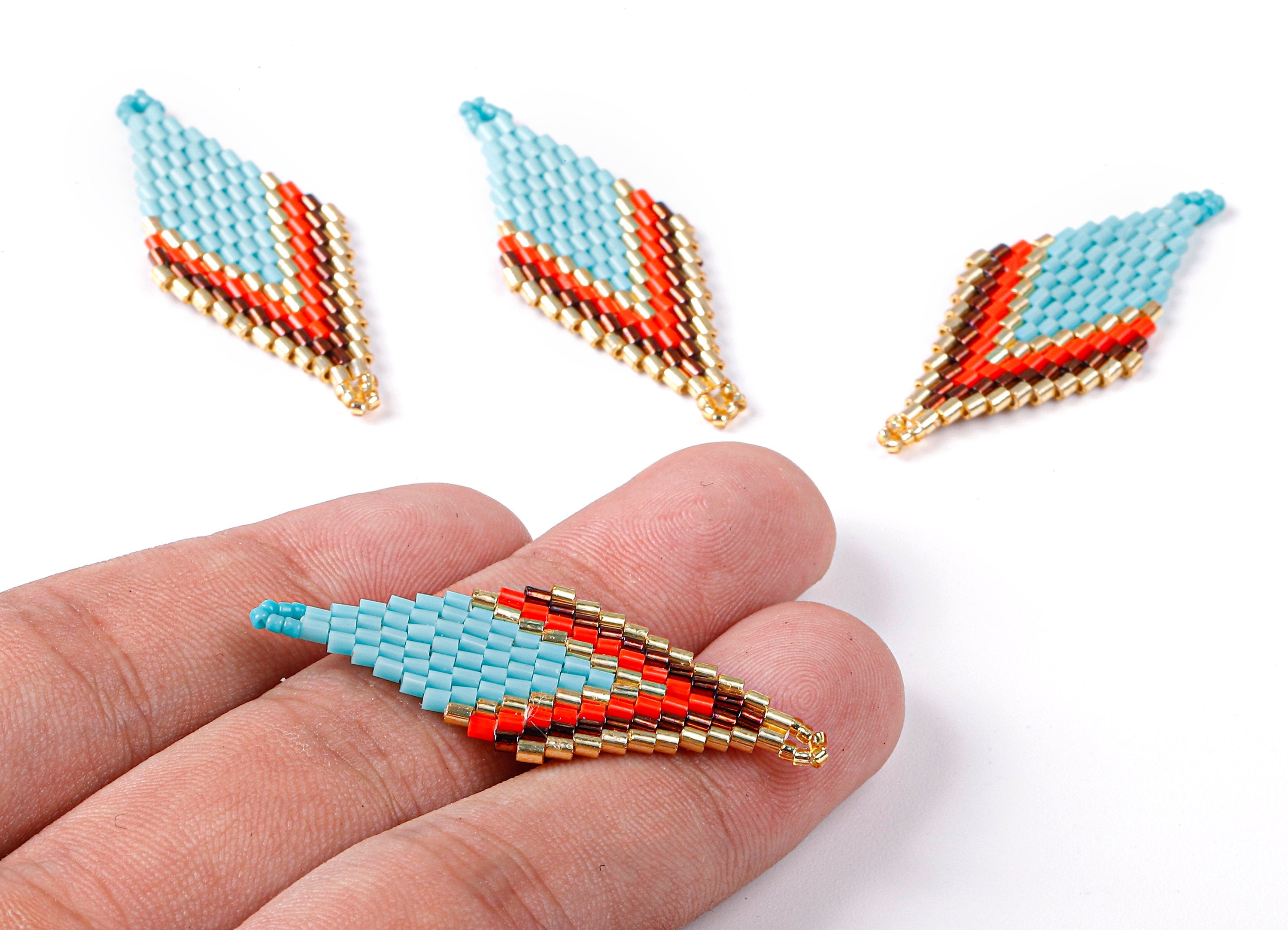 Toho Beaded Rhombus Charms - Japanese seed beads - Handmade Seed Beaded Earrings Charms - Maasai Earring Charms - 45.72x18.48x1.8mm - TH1001 - DOMEDBAZAAR