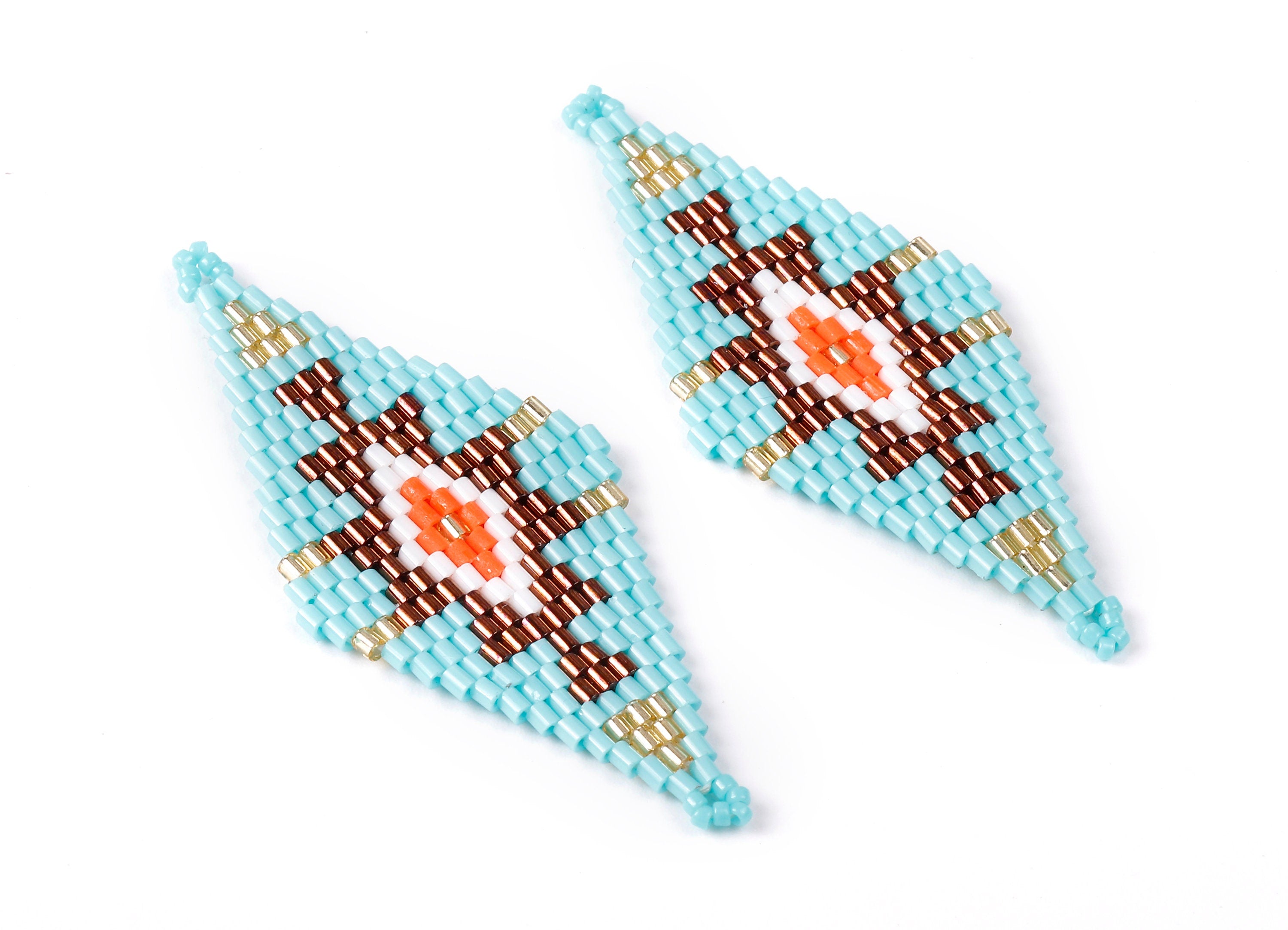 Toho Beaded Rhombus Charms - Japanese seed beads - Handmade Seed Beaded Earrings Charms - Maasai Earring Charms - 60.5x25.14x1.74mm - TH1002 - DOMEDBAZAAR