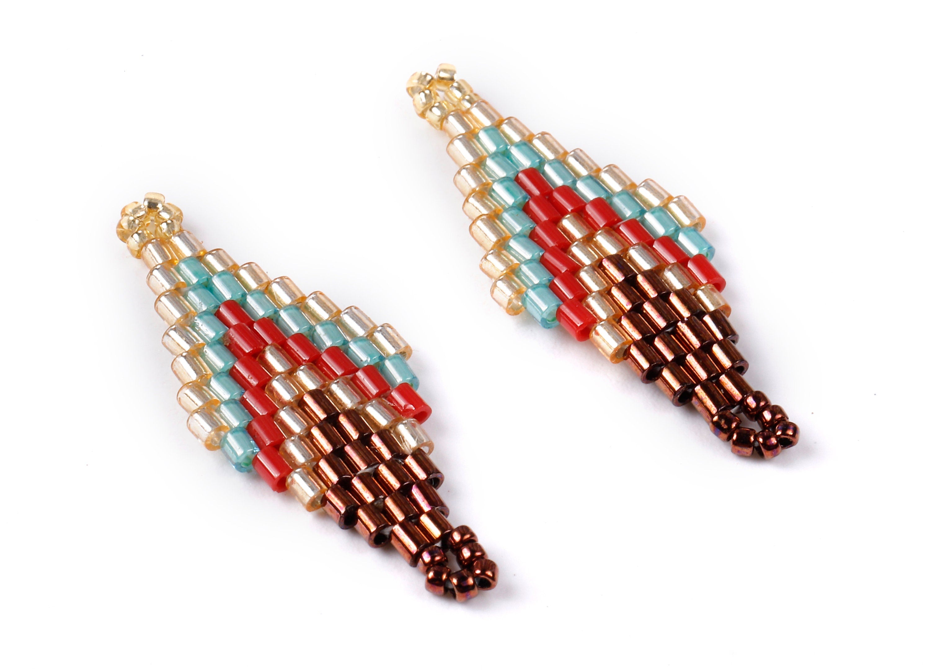 Toho Beaded Rhombus Charms - Japanese seed beads - Handmade Seed Beaded Earring Charms - Maasai Earring Charms - 32.51x13.11x1.66mm - TH1003 - DOMEDBAZAAR