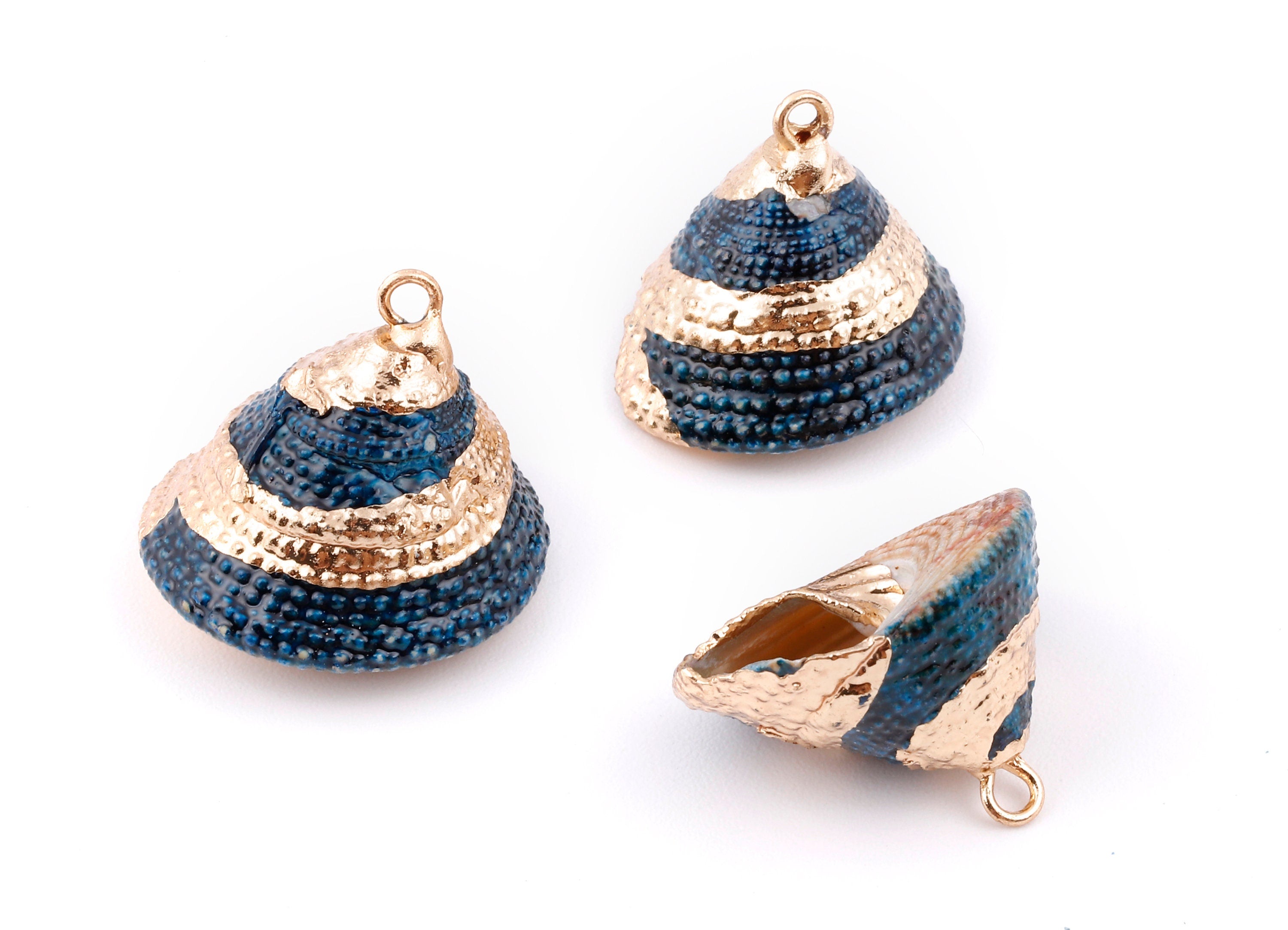 Cone Seashell Charms - Whelk Seashell Pendant - Natural Seashell Earrings - 1 Hole - 25.43x23.33mm - SF1128B - DOMEDBAZAAR