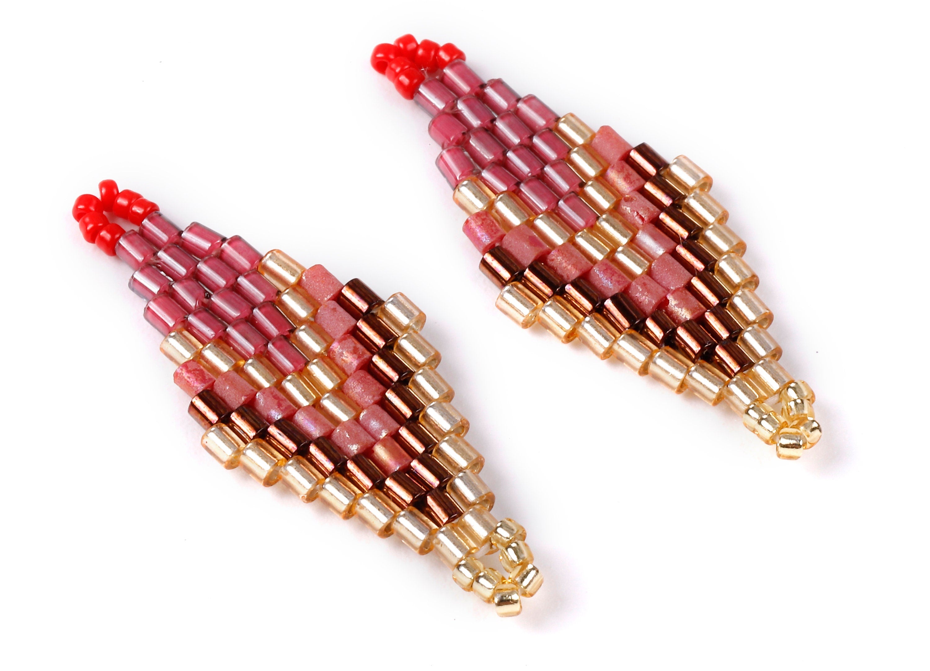Toho Beaded Rhombus Charms - Japanese seed beads - Handmade Seed Beaded Earring Charms - Maasai Earring Charms - 32.51x13.11x1.66mm - TH1004 - DOMEDBAZAAR